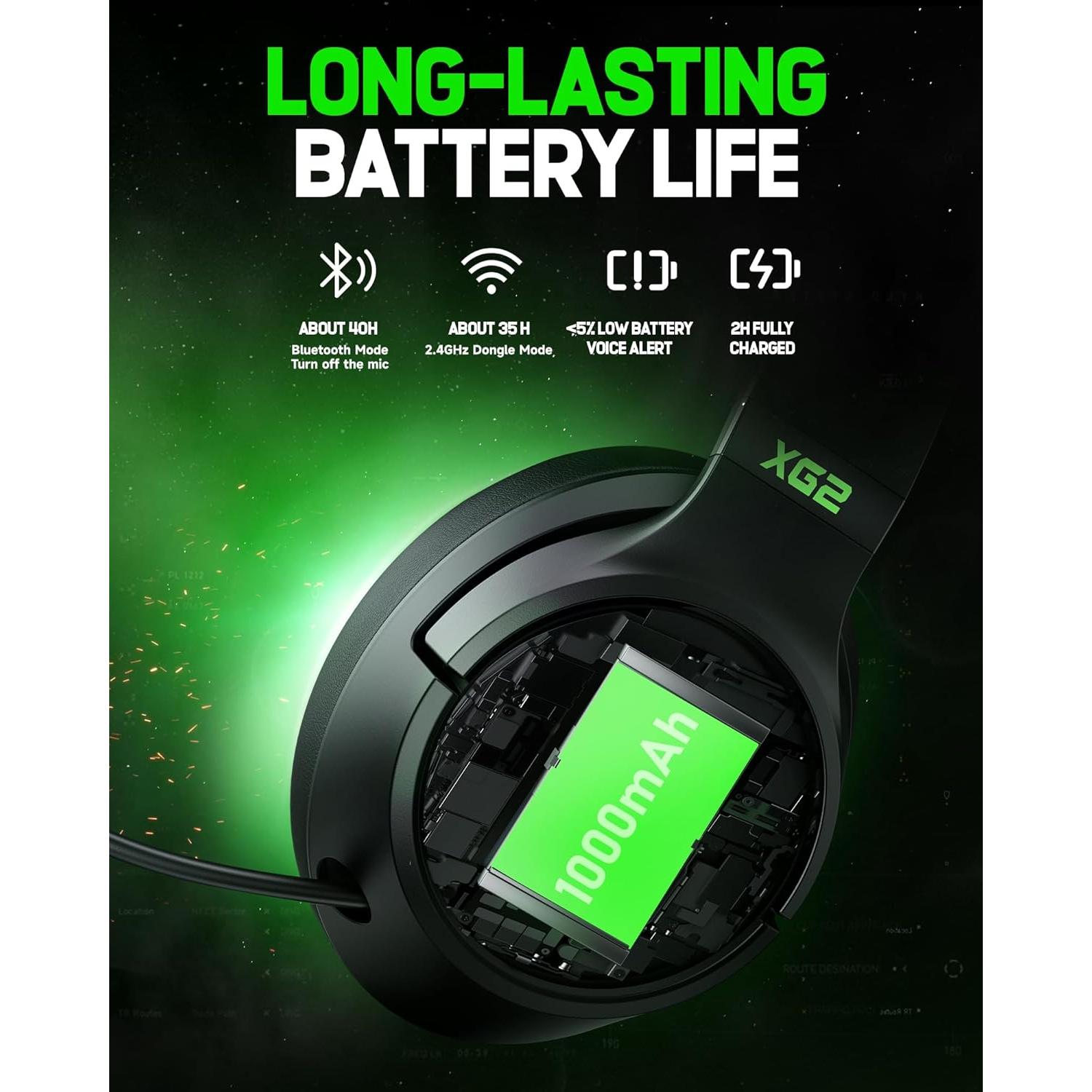 Auriculares Gaming Inalámbricos KOFIRE XG2 40H 3D Sonido 2.4GHz