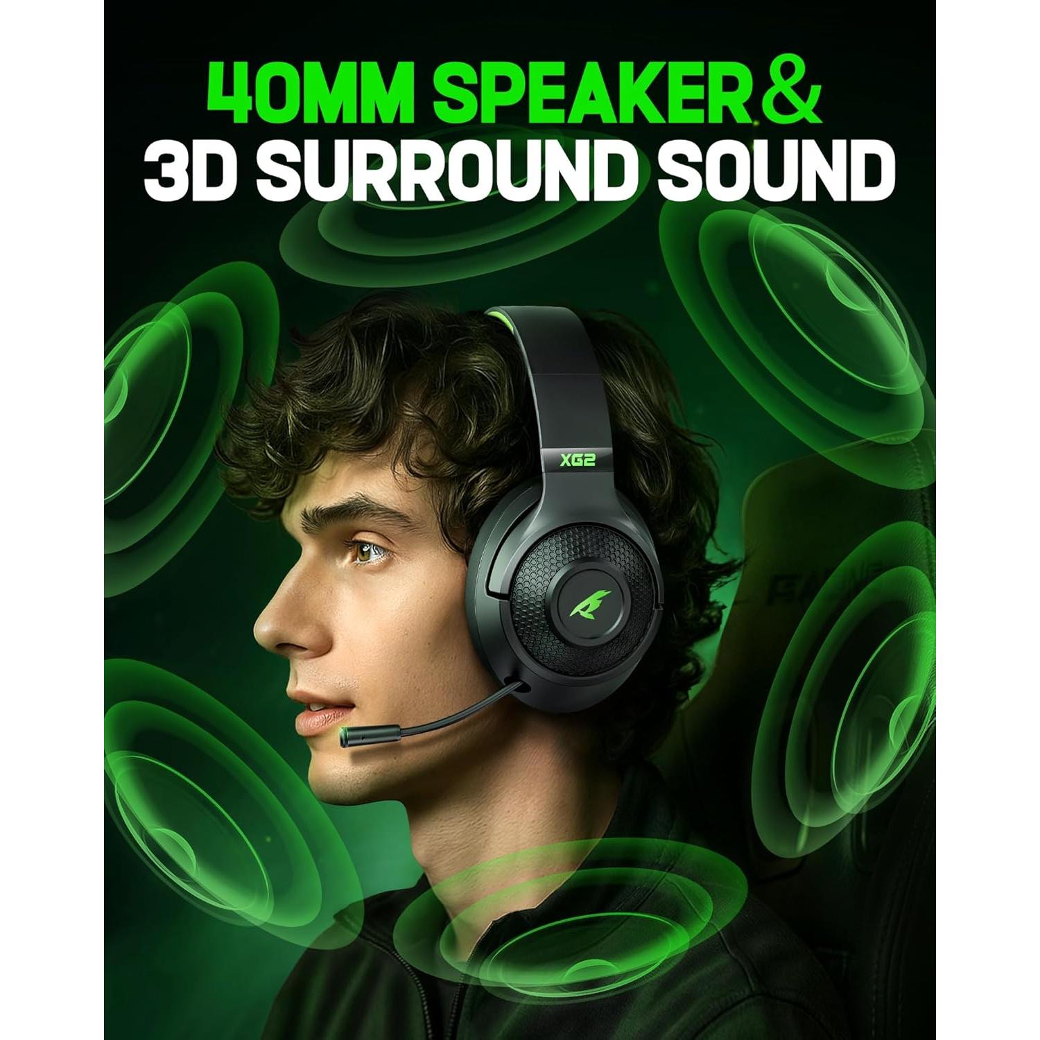 Auriculares Gaming Inalámbricos KOFIRE XG2 40H 3D Sonido 2.4GHz