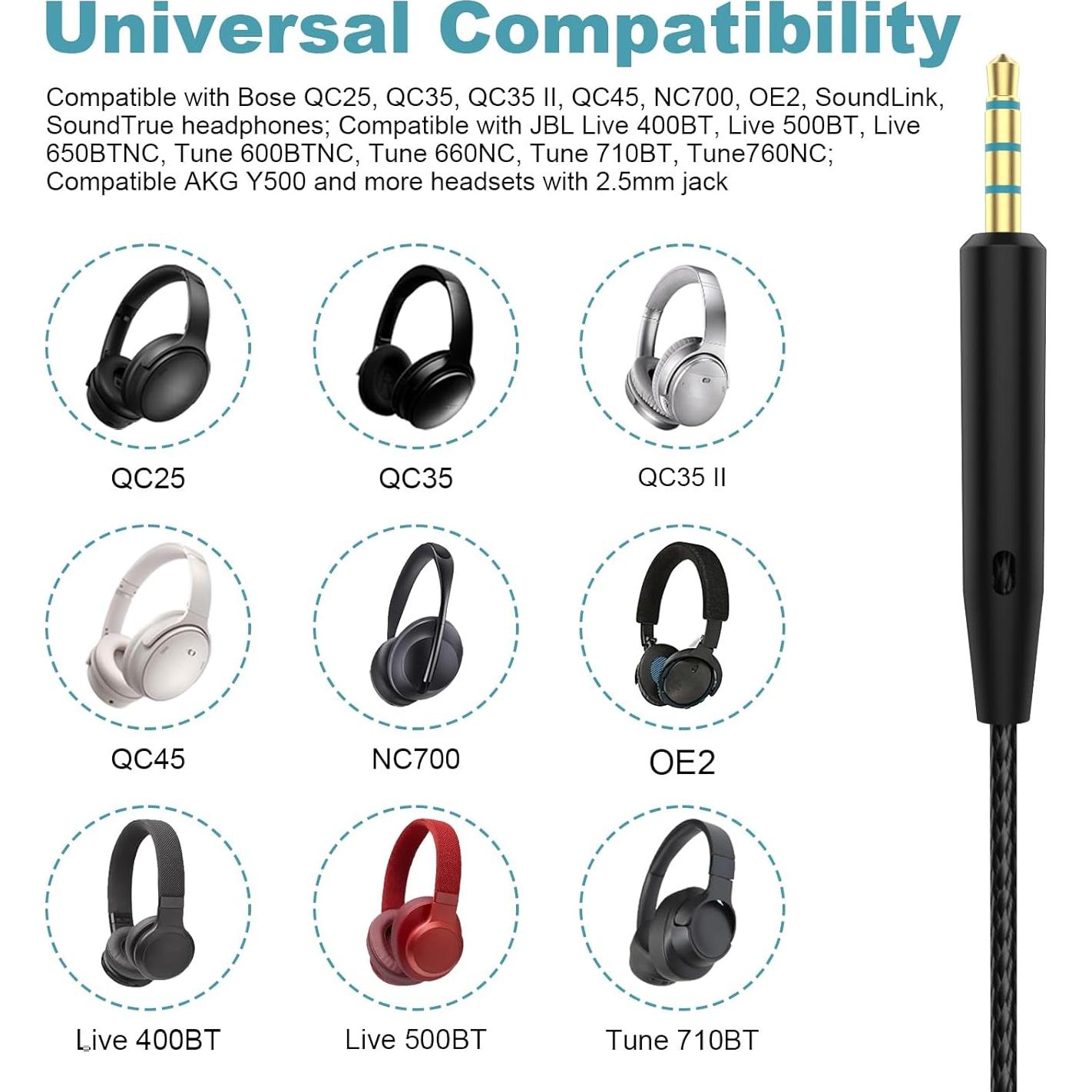 Cable de Audio 2.5mm a 3.5mm Zosvoses con Micrófono 1.5m