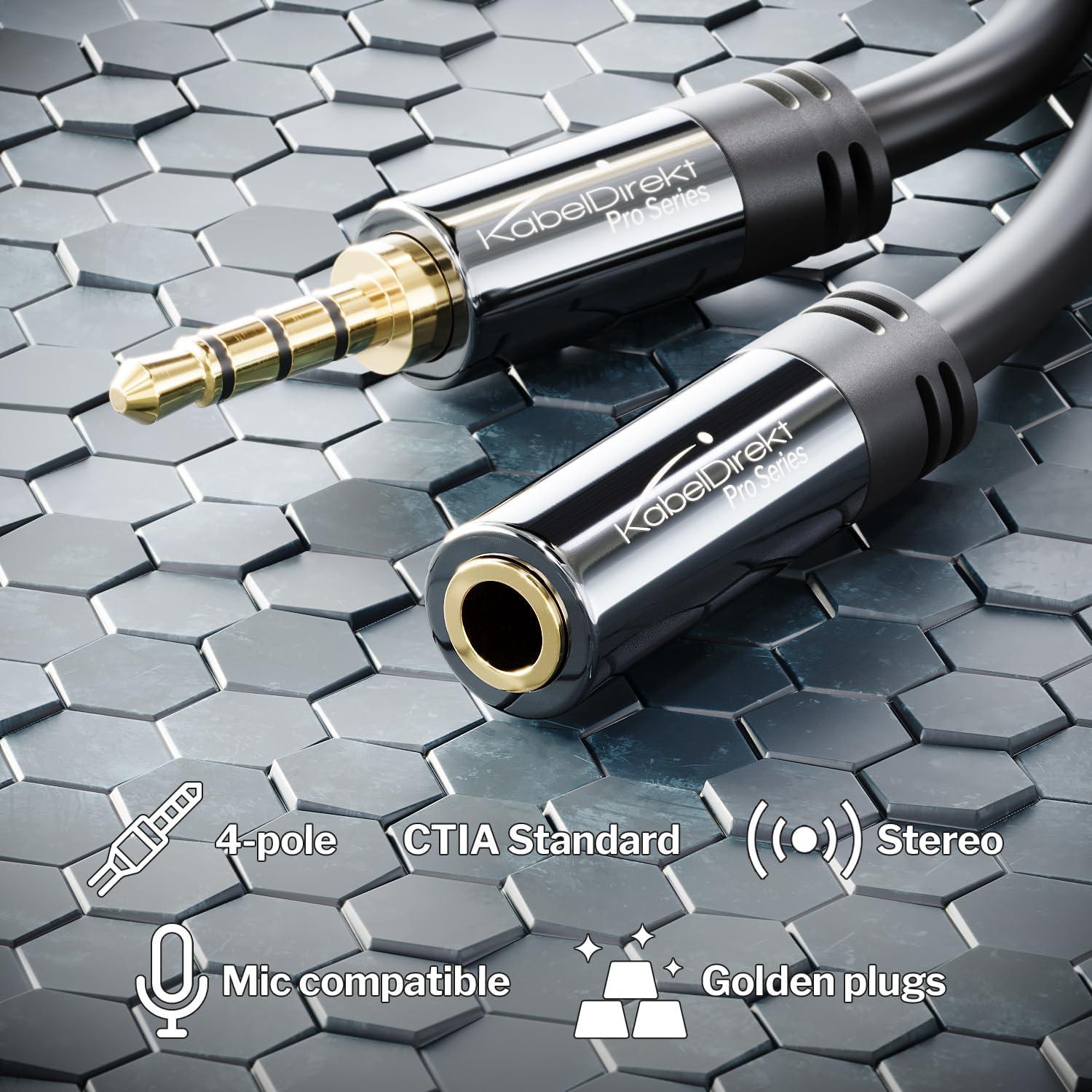 Cable de extensión para auriculares KabelDirekt 0.91m TRRS 3.5mm