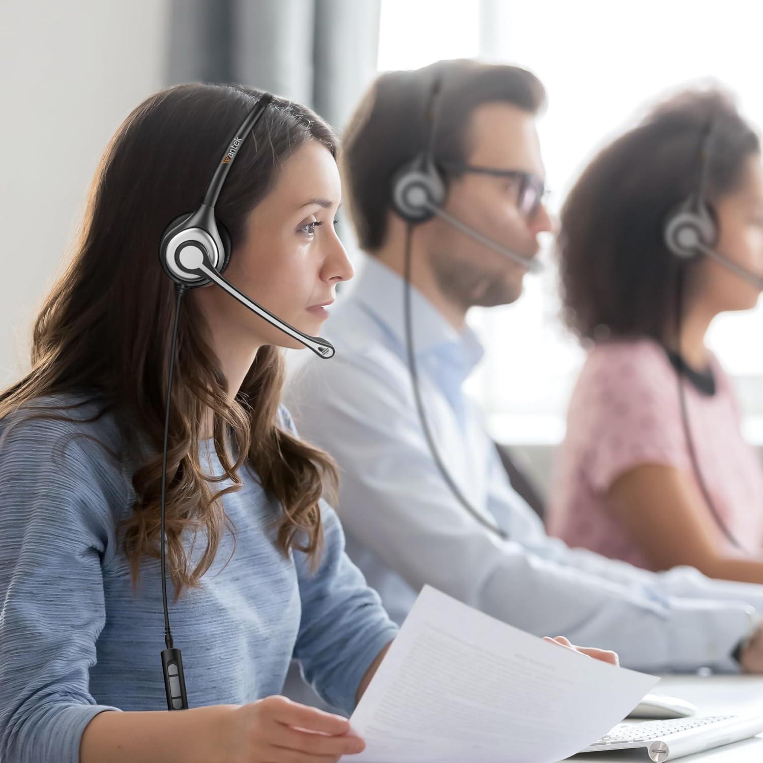 Auriculares USB Wantek 601FUSB con micrófono y cancelación de ruido