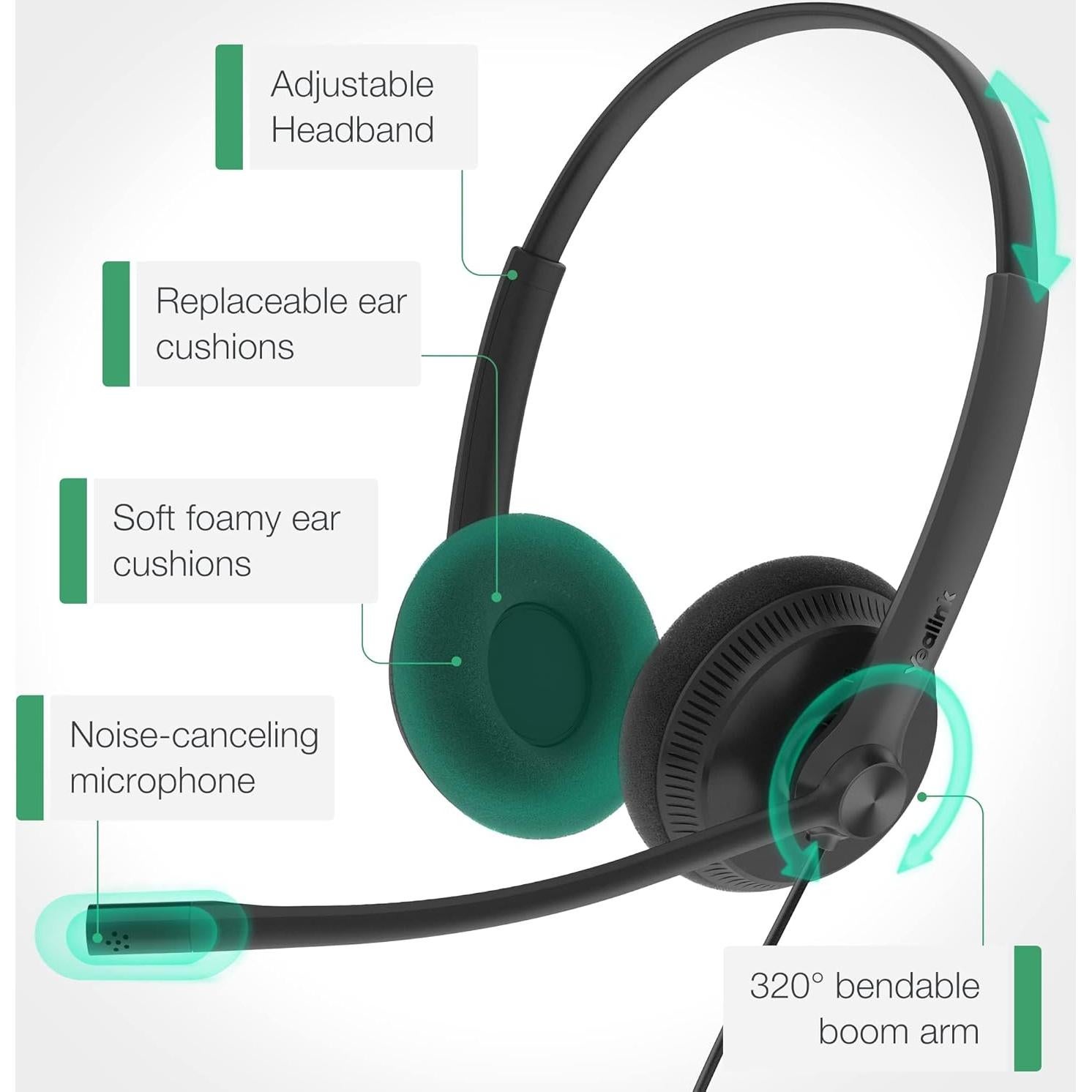 Auriculares USB Yealink UH34 Lite con micrófono y cancelación de ruido