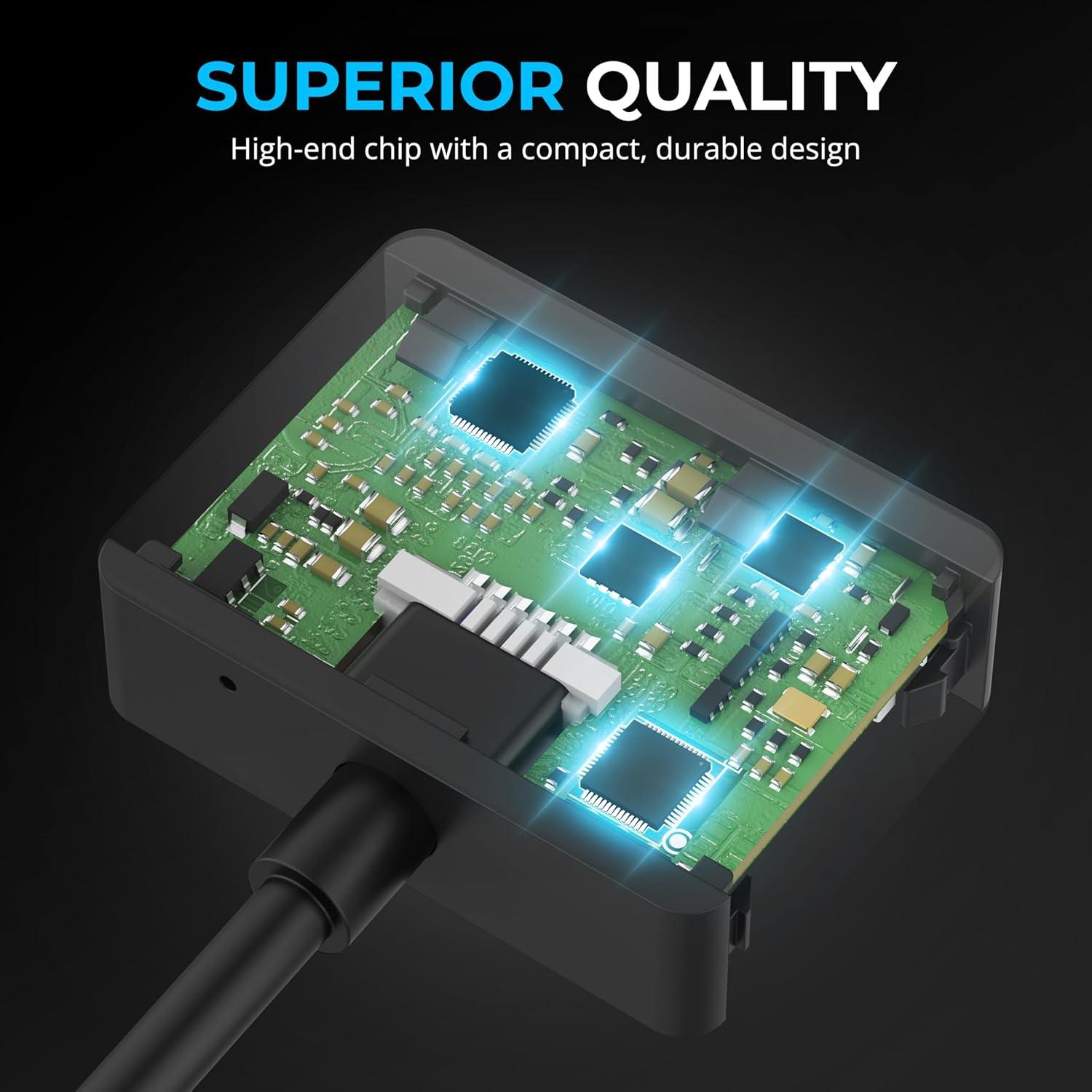 Adaptador de Audio USB-C a 3.5mm SABRENT 100W PD 24-bit 96KHz