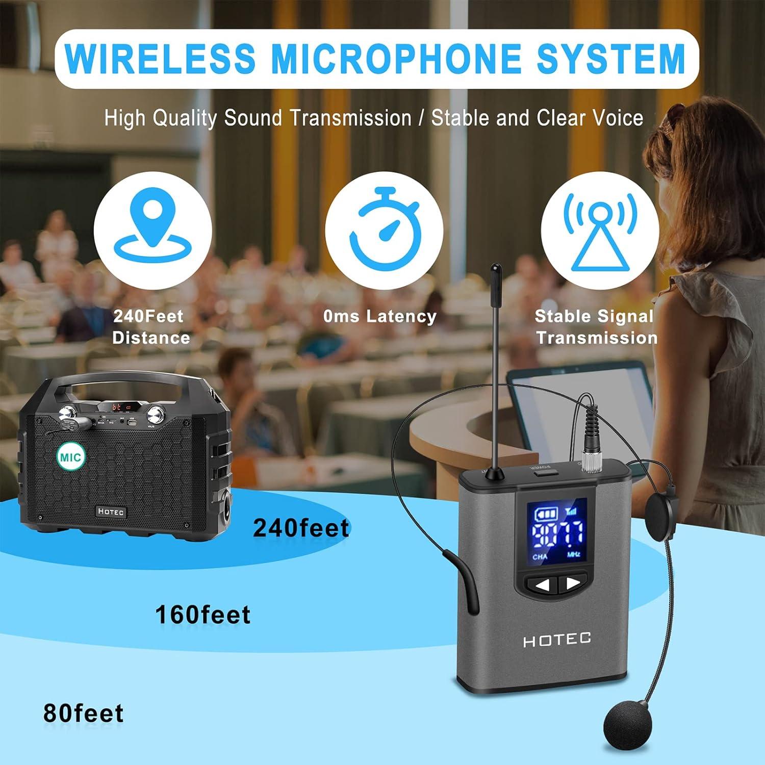 Micrófono Inalámbrico UHF Hotec H-U05 con Auriculares y Lavalier