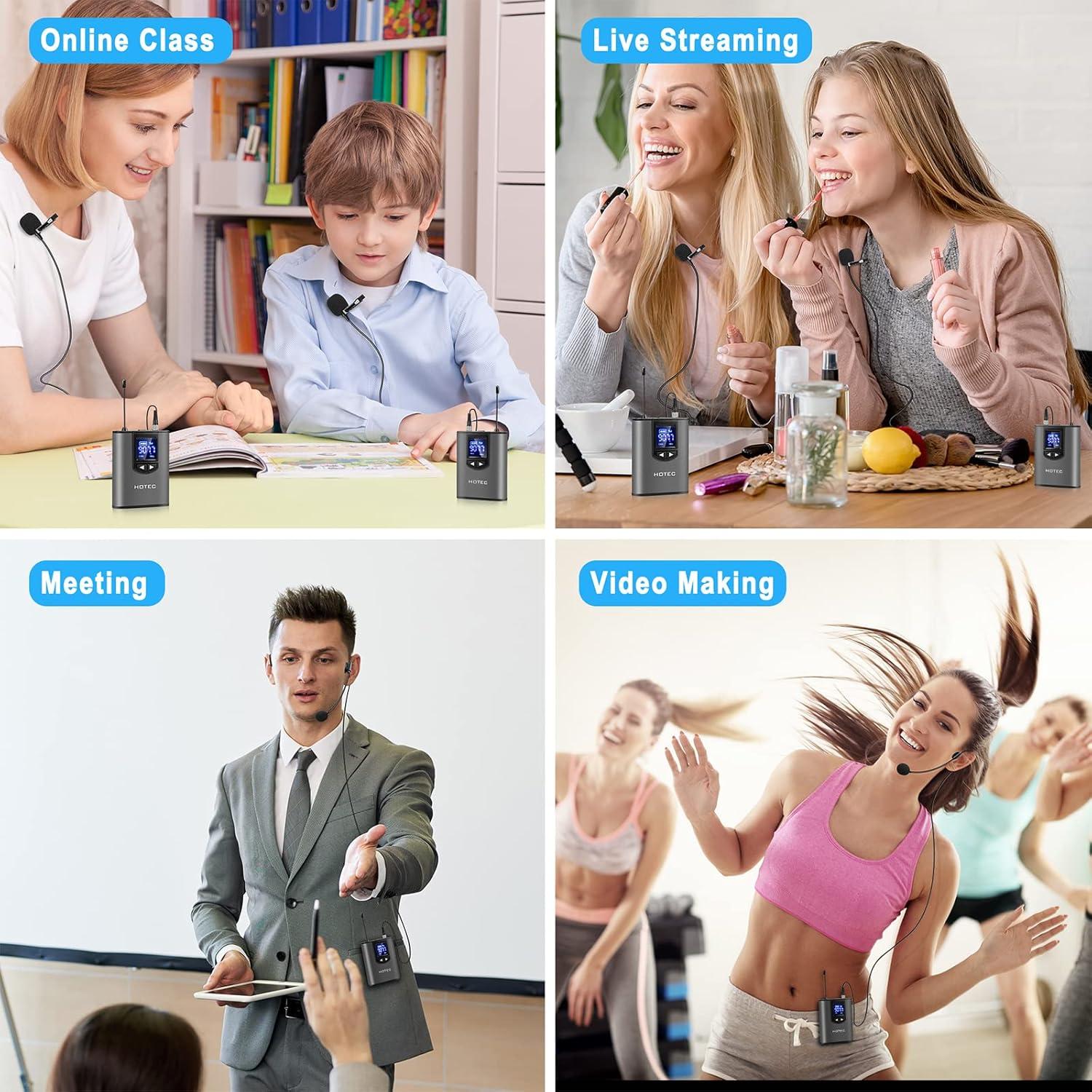 Micrófono Inalámbrico UHF Hotec H-U05 con Auriculares y Lavalier