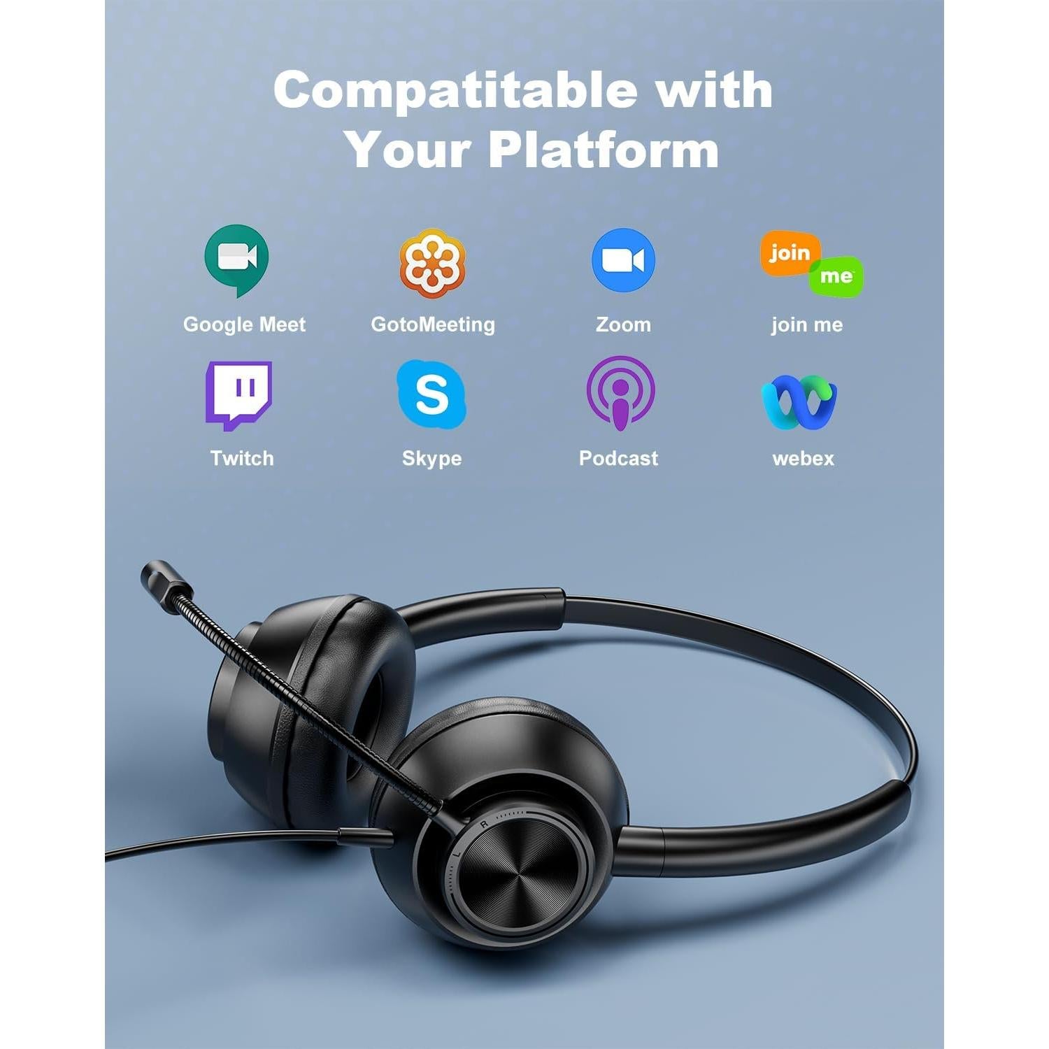 Auriculares USB New bee H368 con micrófono, 2.3m, PC, Zoom