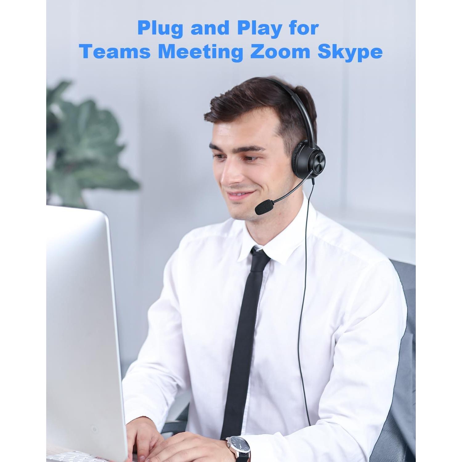 Auriculares USB New bee H368 con micrófono, 2.3m, PC, Zoom