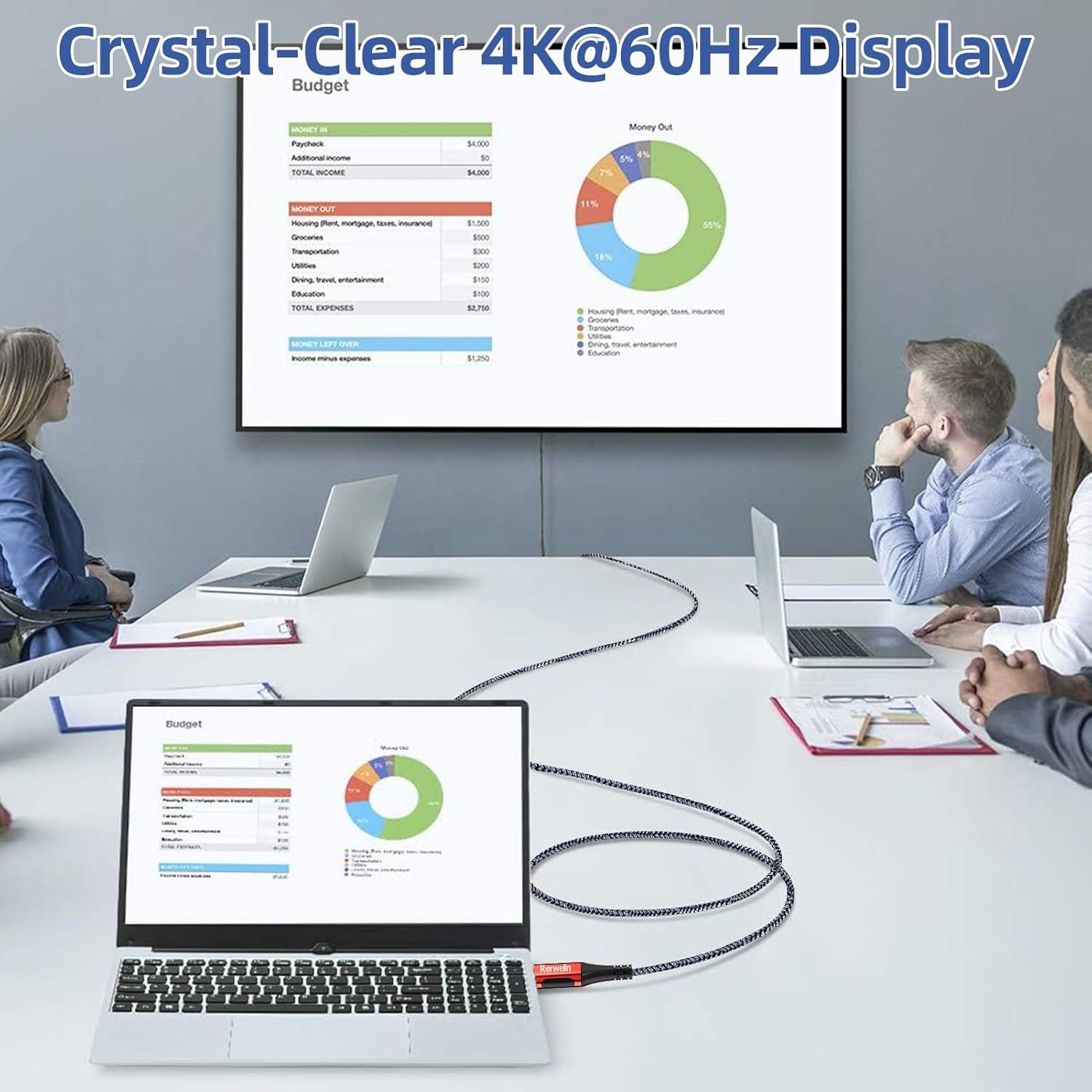 Cable Thunderbolt 4 Rerwelin 4.57M 240W 20Gbps USB C 5K/4K