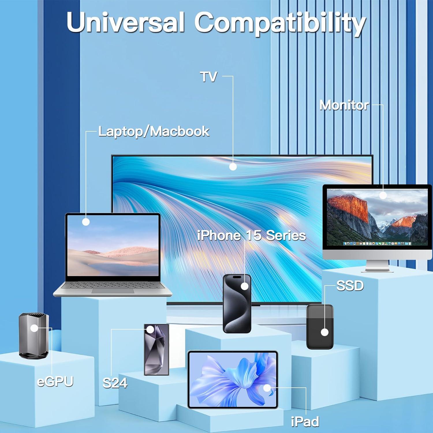 Cable Thunderbolt 4 Rerwelin 4.57M 240W 20Gbps USB C 5K/4K