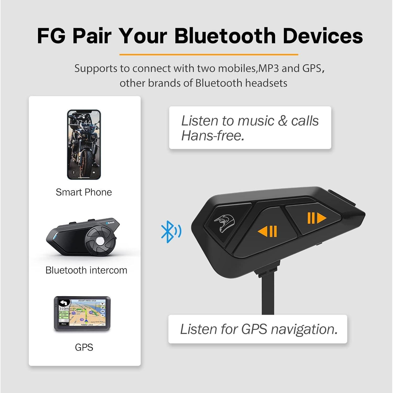 Auricular Bluetooth FreedConn FG para Casco de Motocicleta