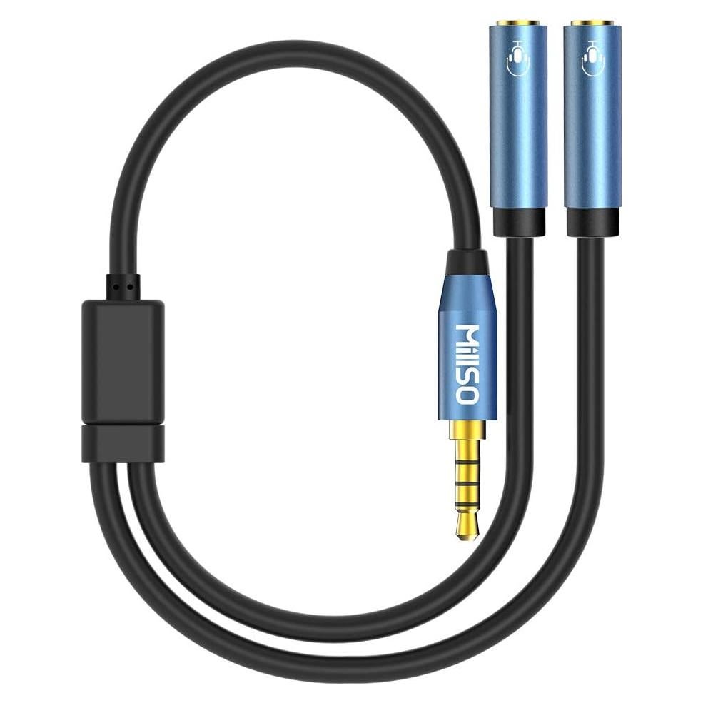 Divisor de auriculares MillSO TRRS 3.5mm a 2 hembra 30cm