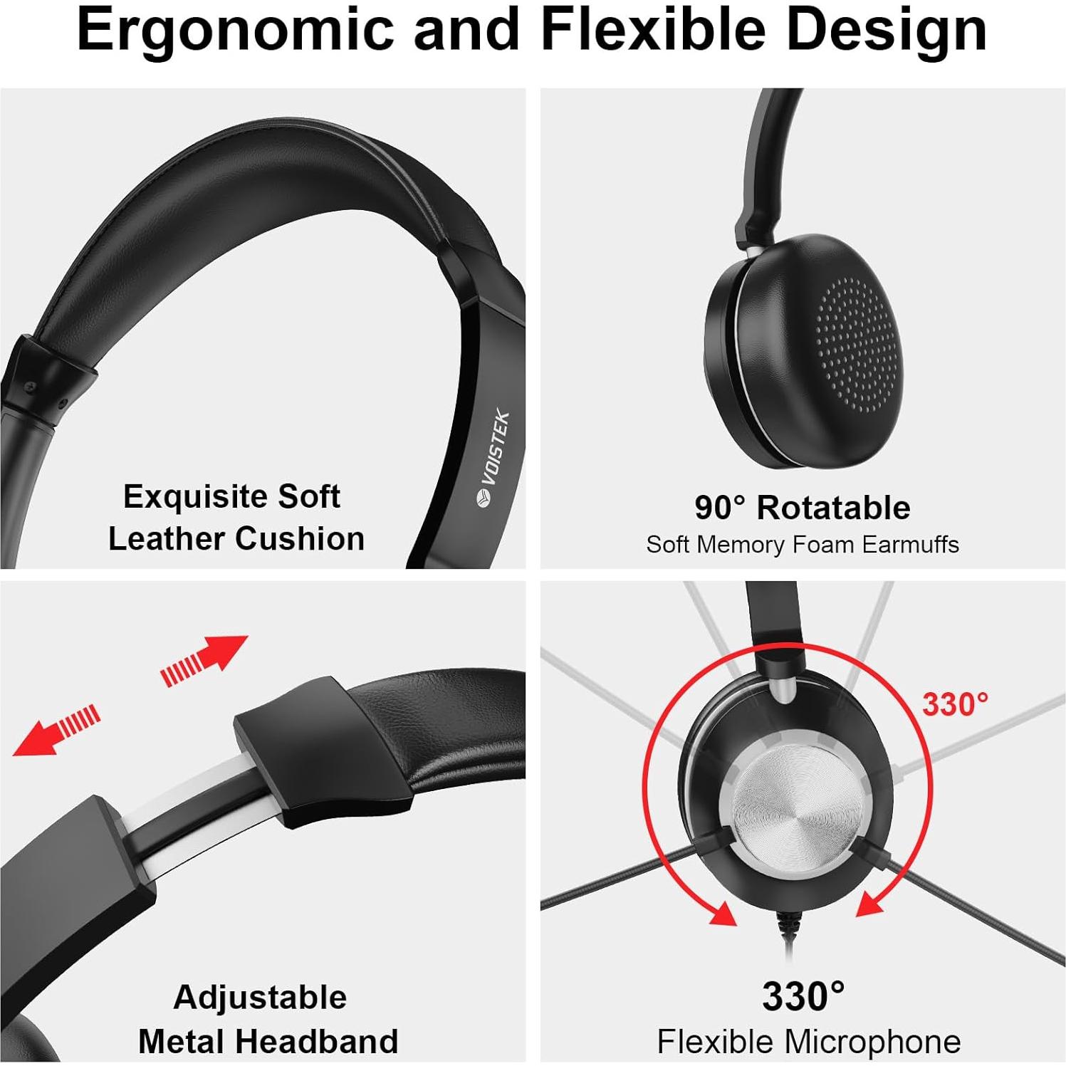 Auriculares Voistek USB con Micrófono Cancelación de Ruido