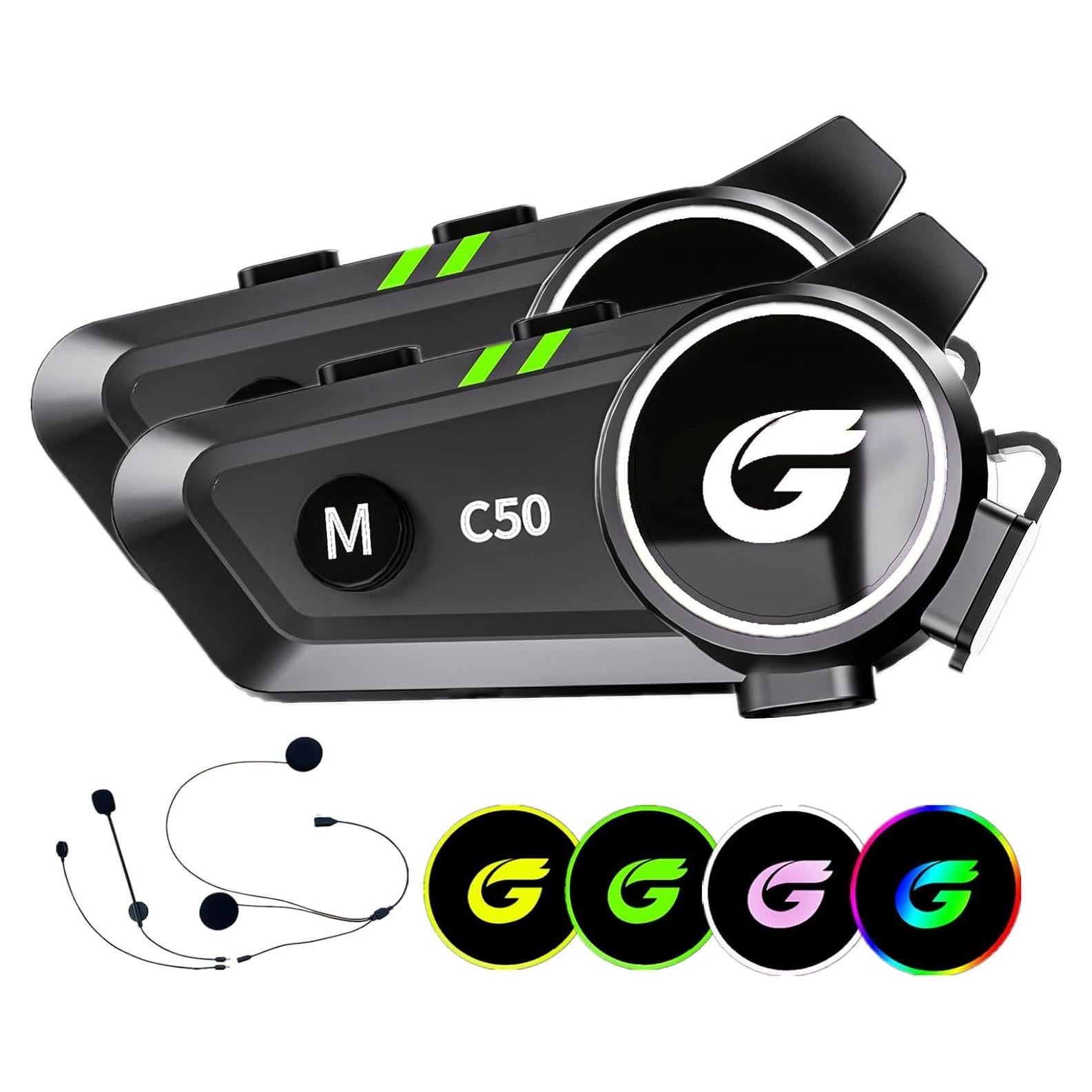 Auriculares Bluetooth Zhongreat C50 para Casco de Motocicleta - 2 Unidades, Impermeables IP67, 42 Horas de Batería