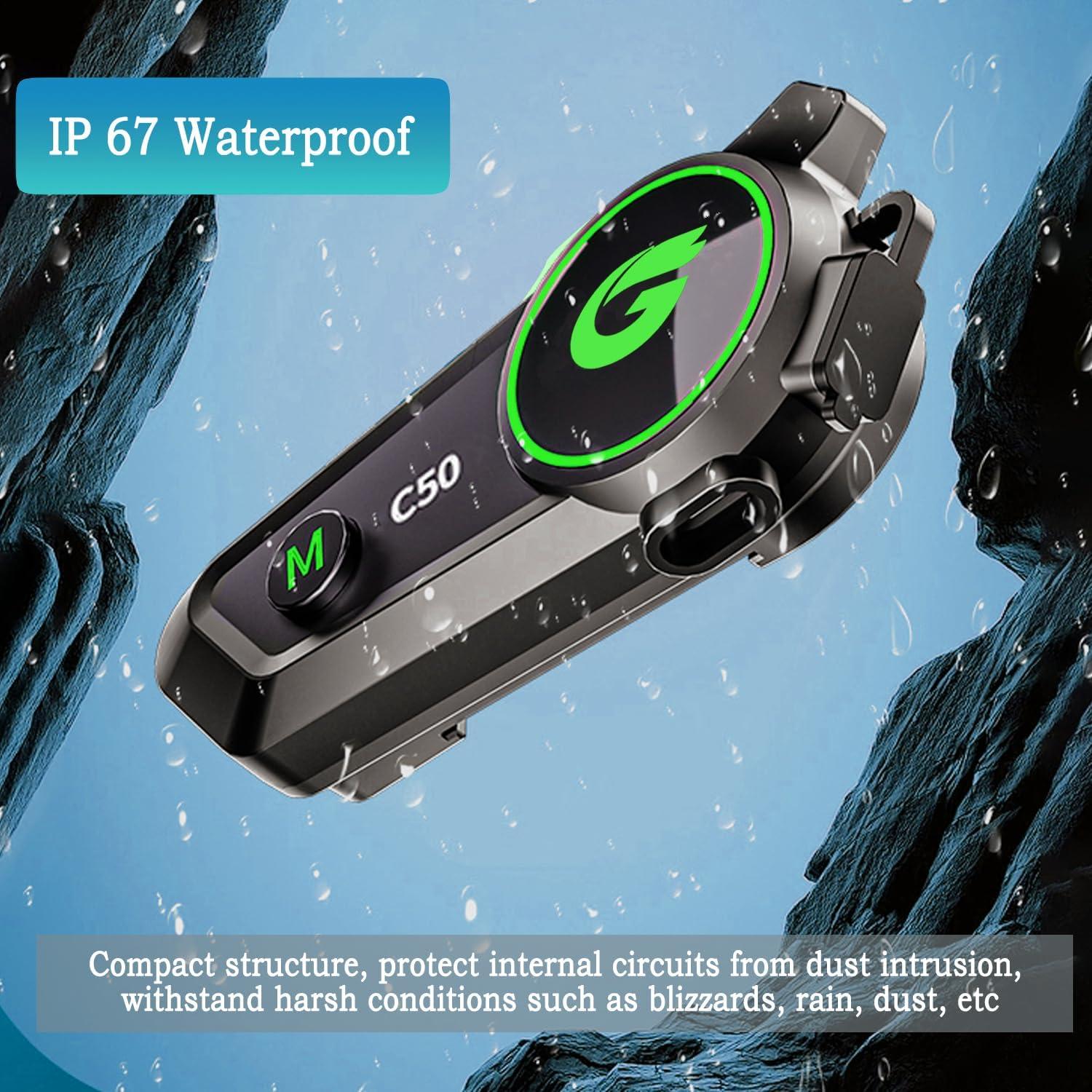 Auriculares Bluetooth Zhongreat C50 para Casco de Motocicleta - 2 Unidades, Impermeables IP67, 42 Horas de Batería