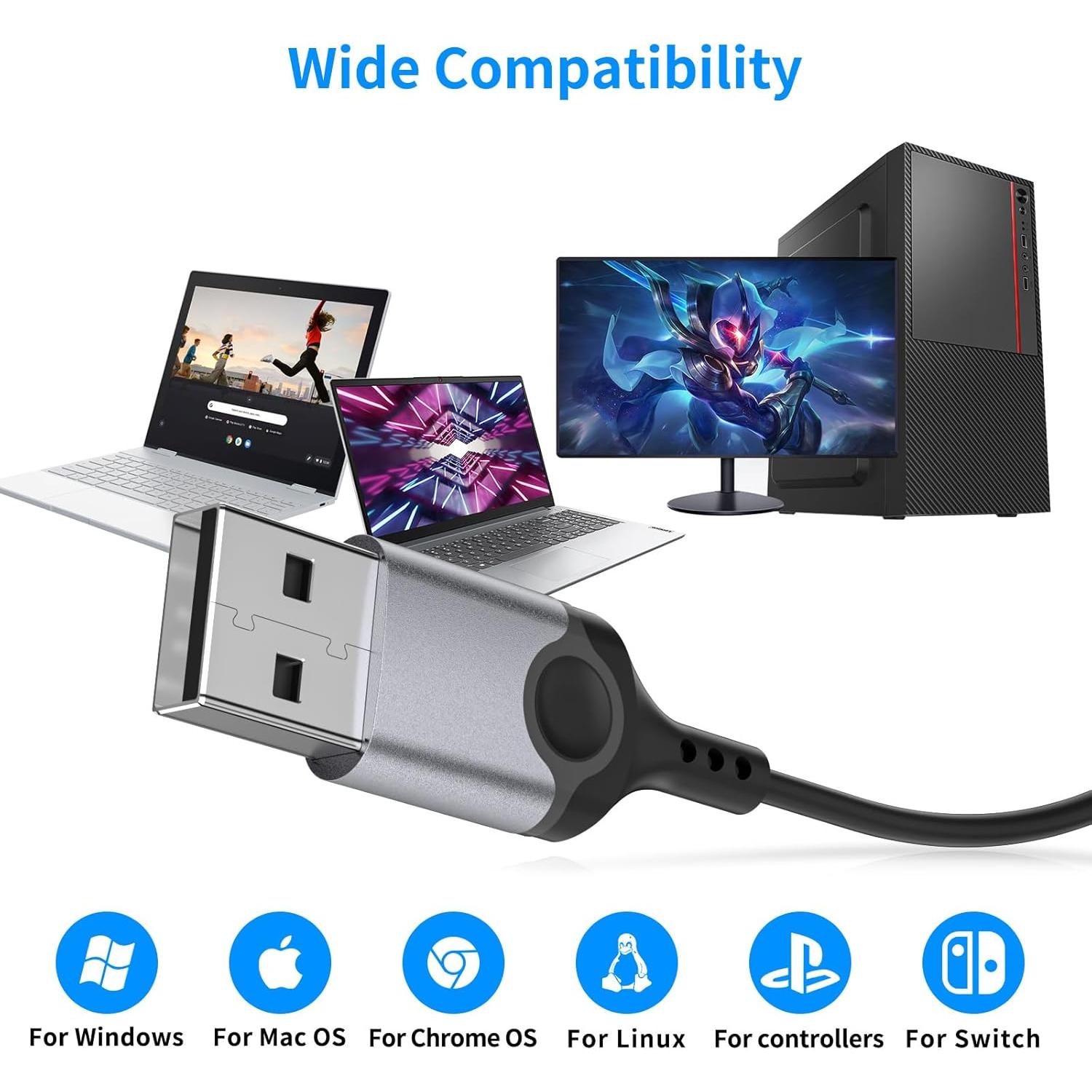 Auriculares USB AIAUXAI con micrófono, 2.3m, cancelación de ruido