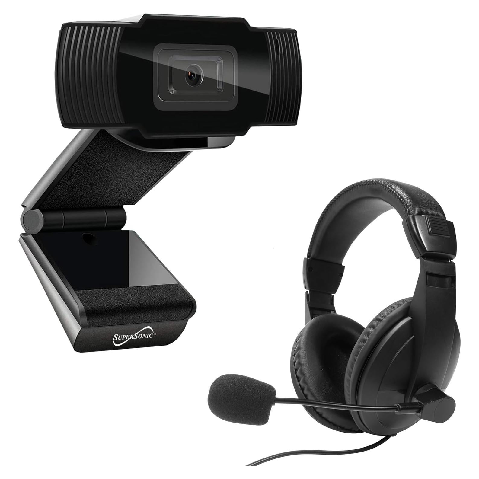 Webcam HD 1080P Supersonic SC-942WCH con Auriculares Estéreo