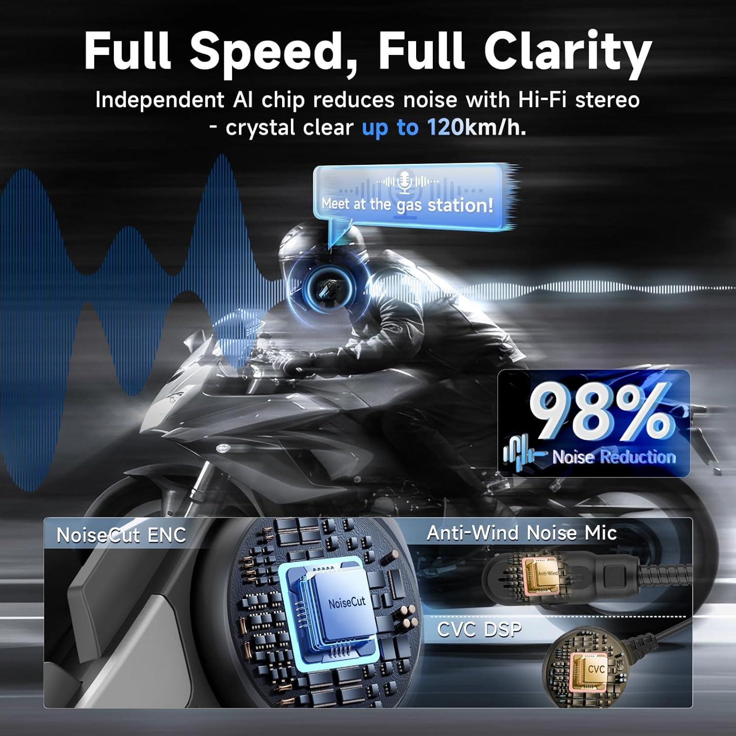 Intercomunicador Moman H2S 2 Vías Bluetooth 5.1 1000m