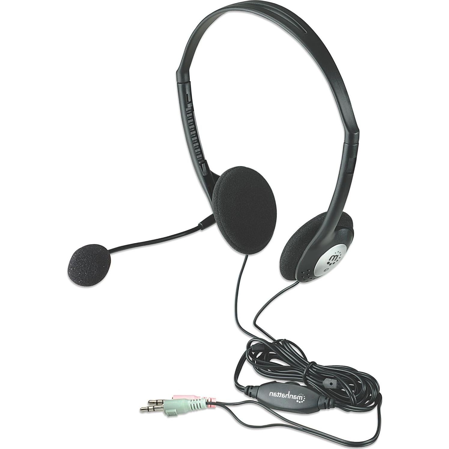 Auriculares Estéreo Manhattan 164429 con Micrófono y Control de Volumen