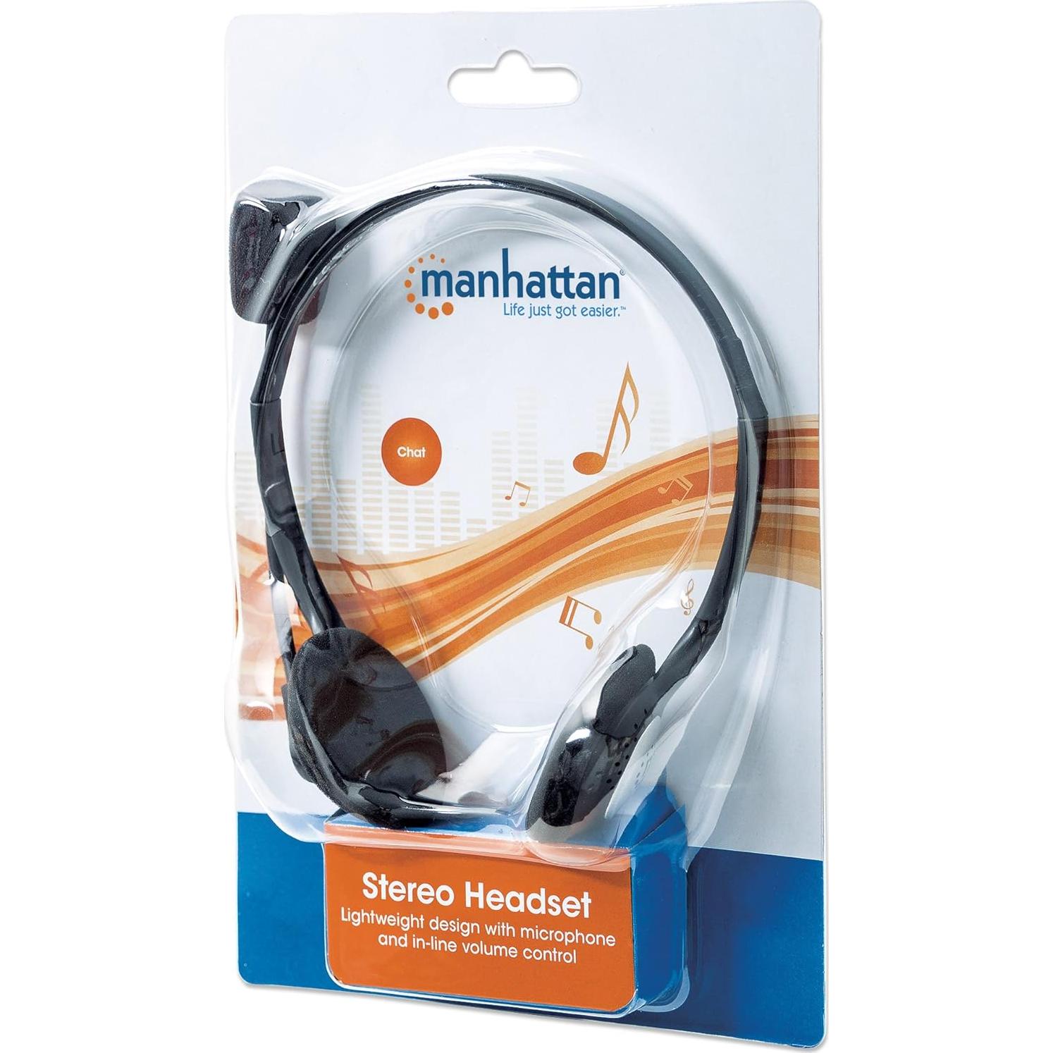 Auriculares Estéreo Manhattan 164429 con Micrófono y Control de Volumen