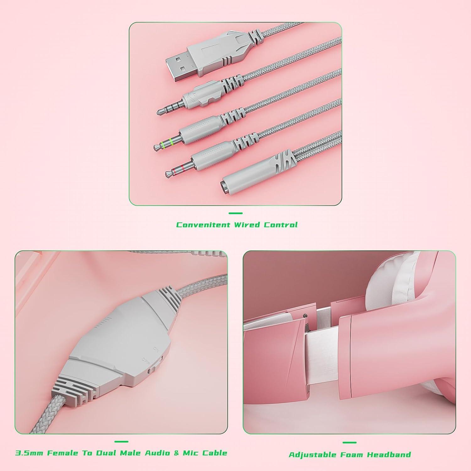 Auriculares Gaming Black Shark BS-X1 Rosa, 50mm, Cancelación Ruido