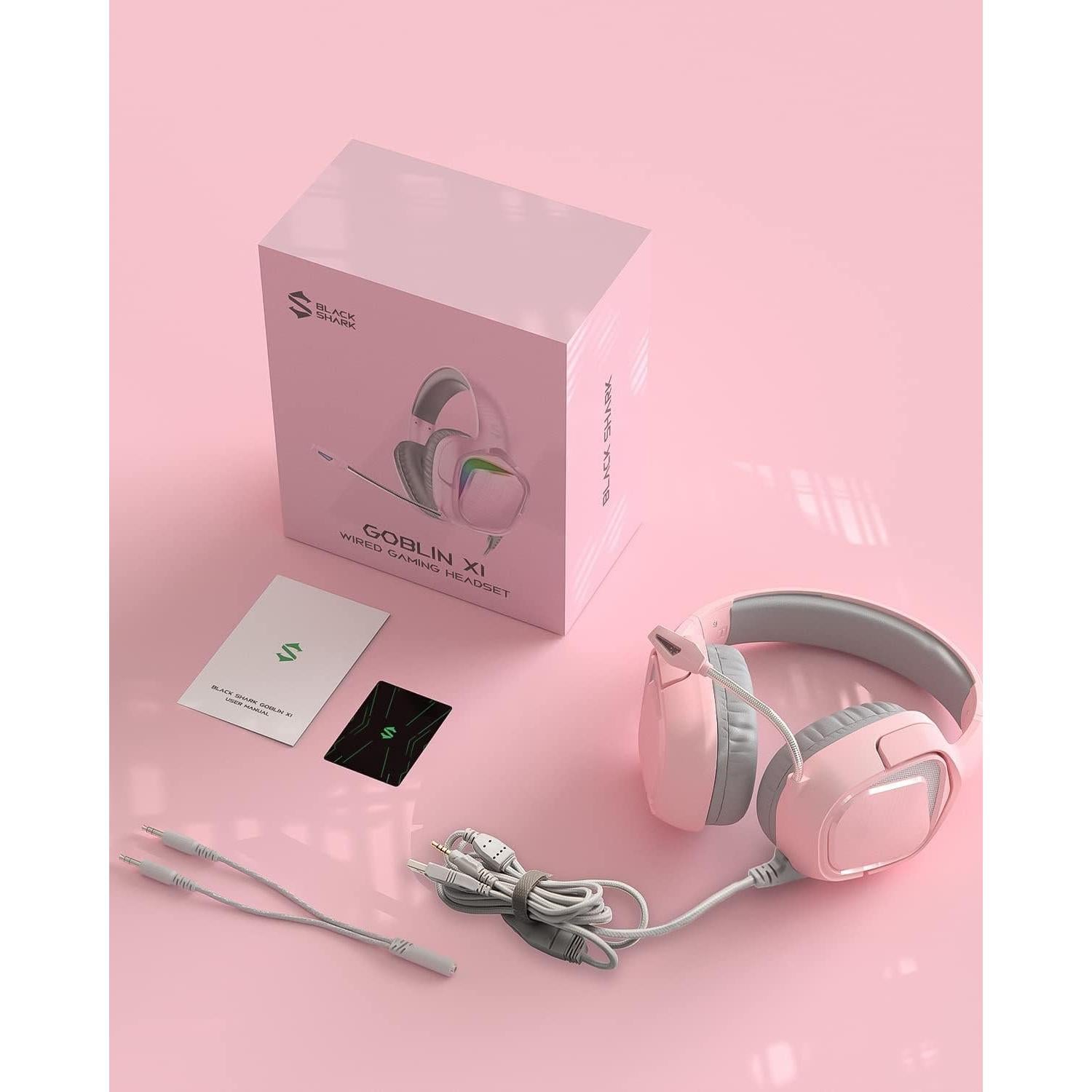 Auriculares Gaming Black Shark BS-X1 Rosa, 50mm, Cancelación Ruido