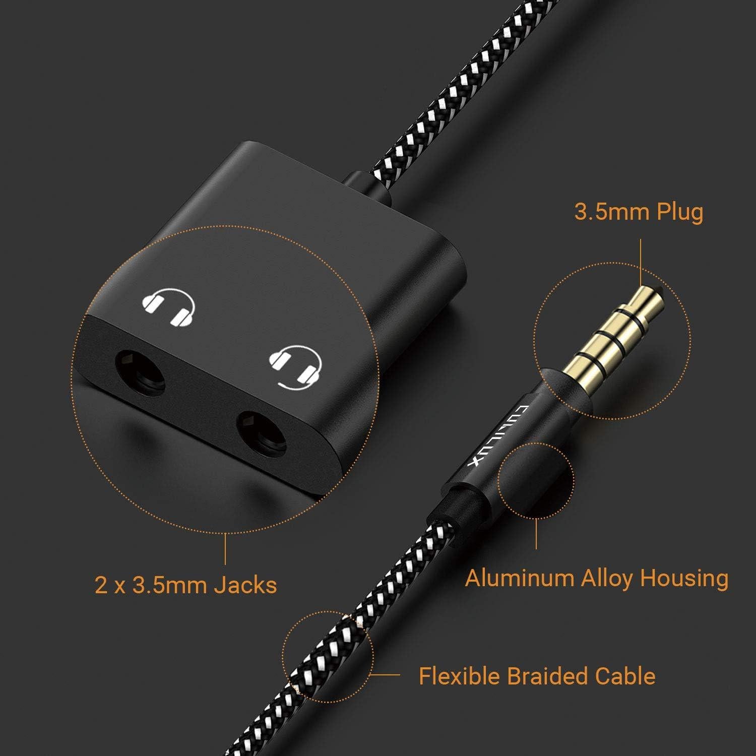 Adaptador Cubilux de Auriculares 3.5mm a Doble Jack 2-Vías