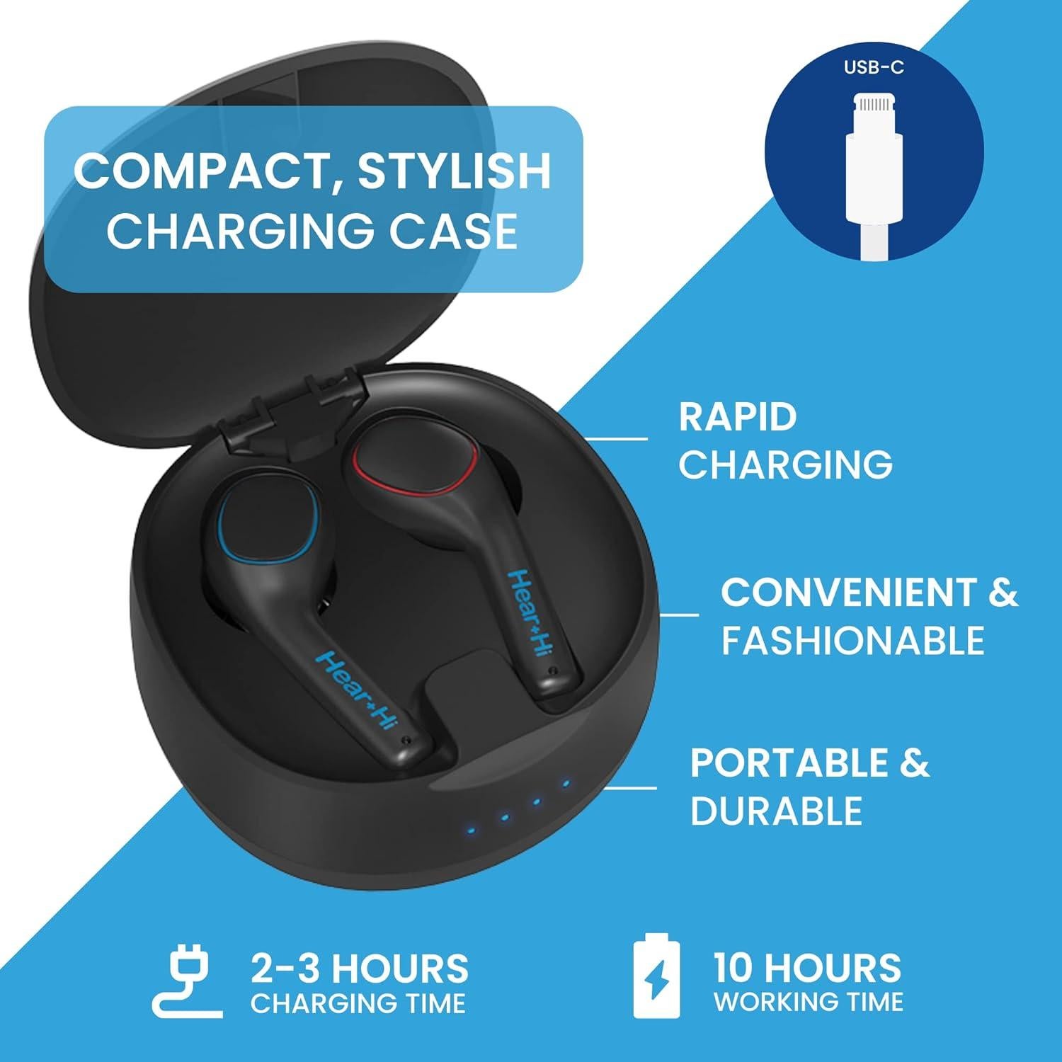 Auriculares Inalámbricos Bluetooth Hear+Hi Acuity Duo T1 con Estuche