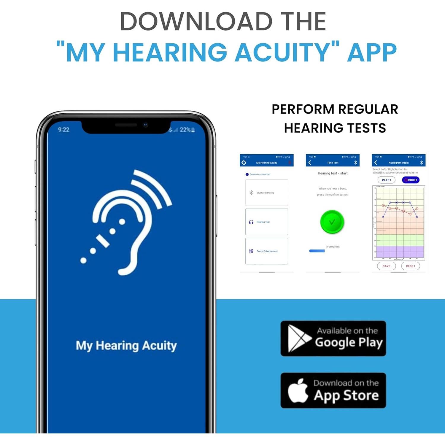 Auriculares Inalámbricos Bluetooth Hear+Hi Acuity Duo T1 con Estuche