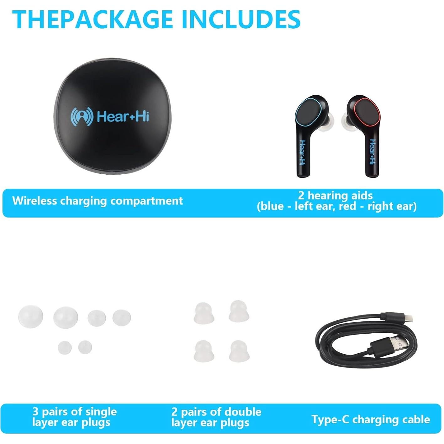 Auriculares Inalámbricos Bluetooth Hear+Hi Acuity Duo T1 con Estuche