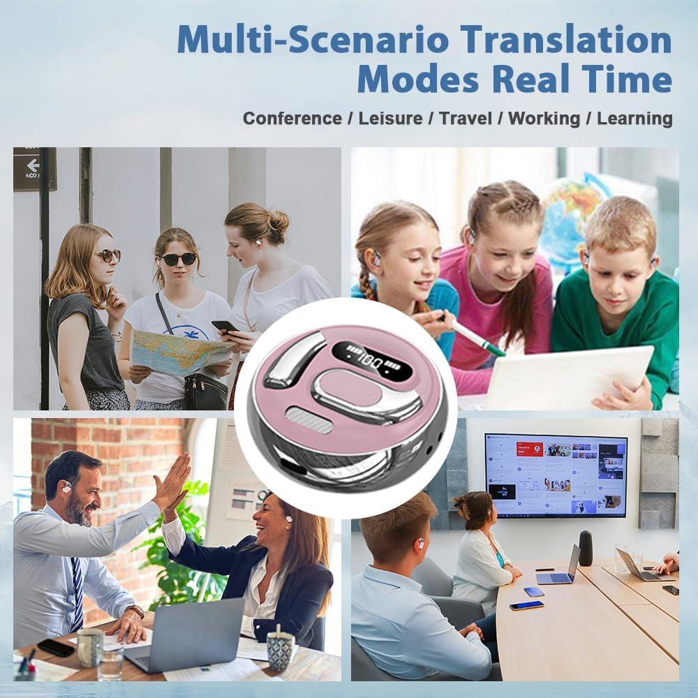 Auriculares Traductores AI K03 Bluetooth Rosa - 144 Idiomas