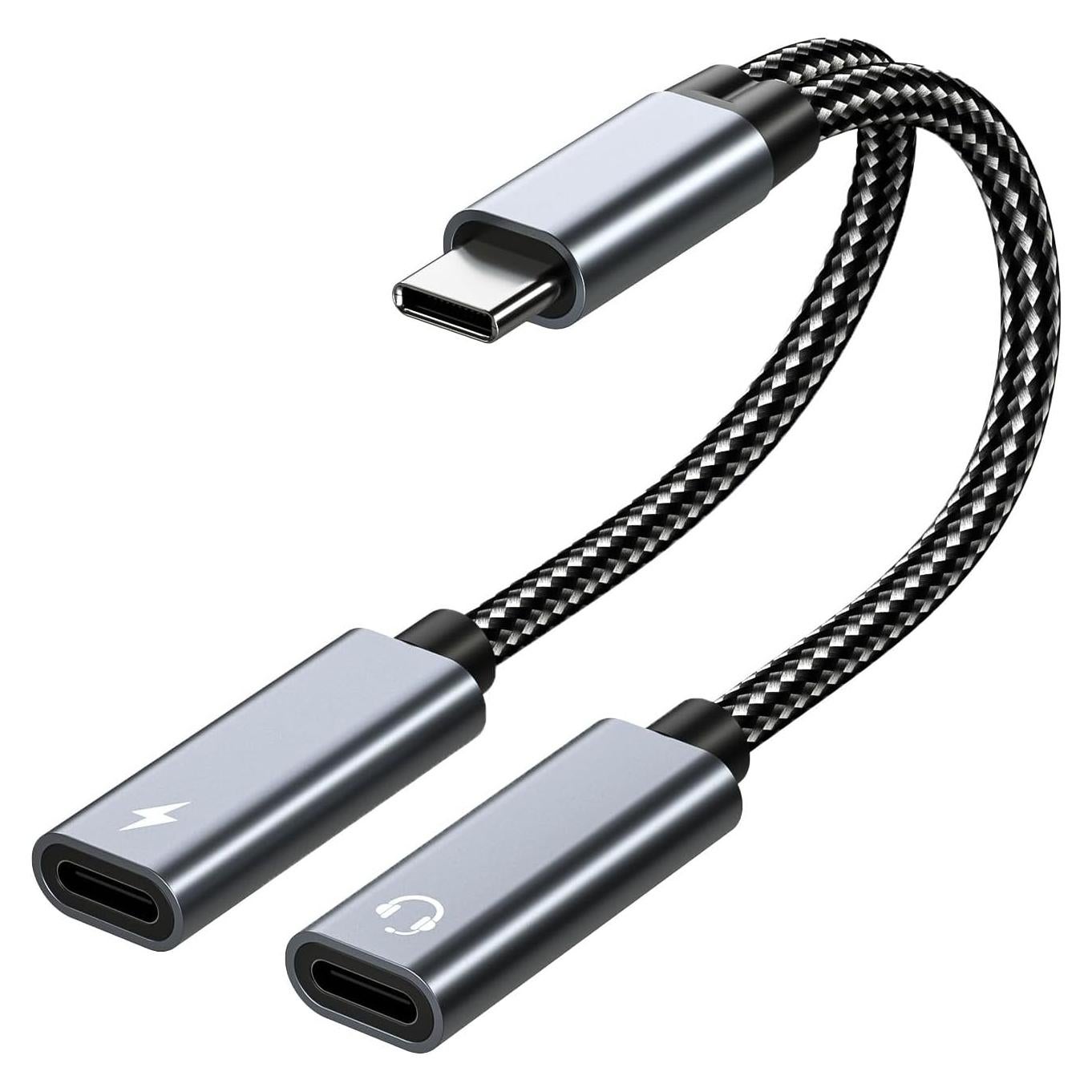 Divisor USB-C 2-en-1 MMOBIEL con Carga Rápida 60W y Audio 16-Bit