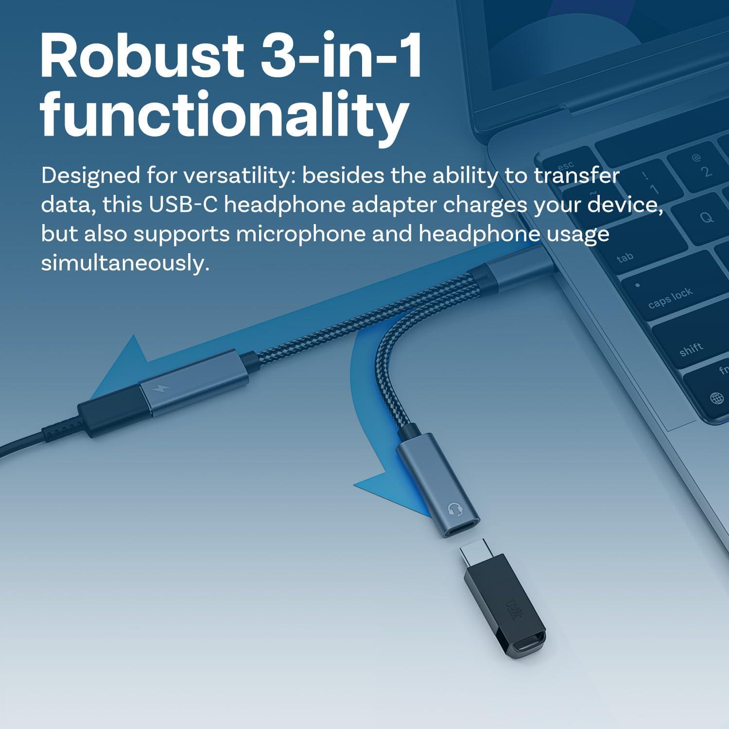 Divisor USB-C 2-en-1 MMOBIEL con Carga Rápida 60W y Audio 16-Bit