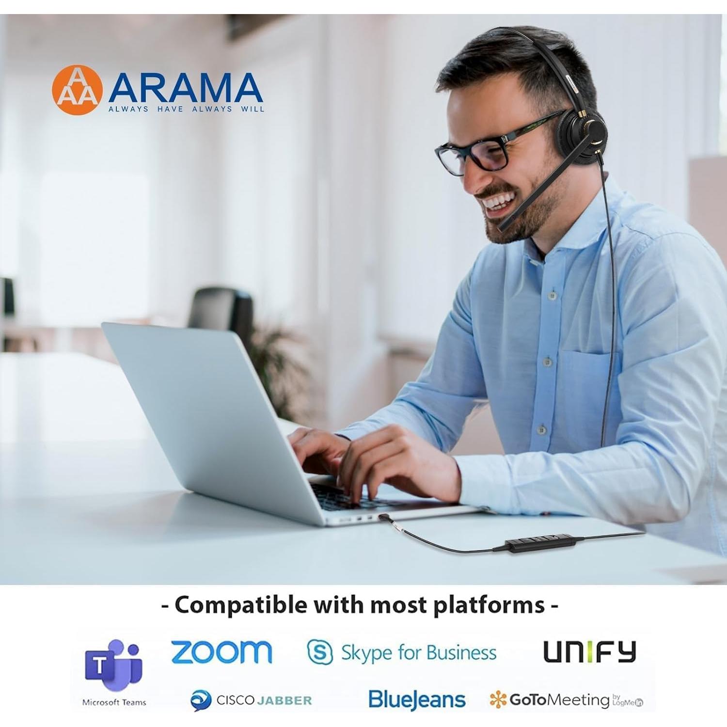 Auriculares USB Arama 2-Pack con Micrófonos para PC - Sonido Claro