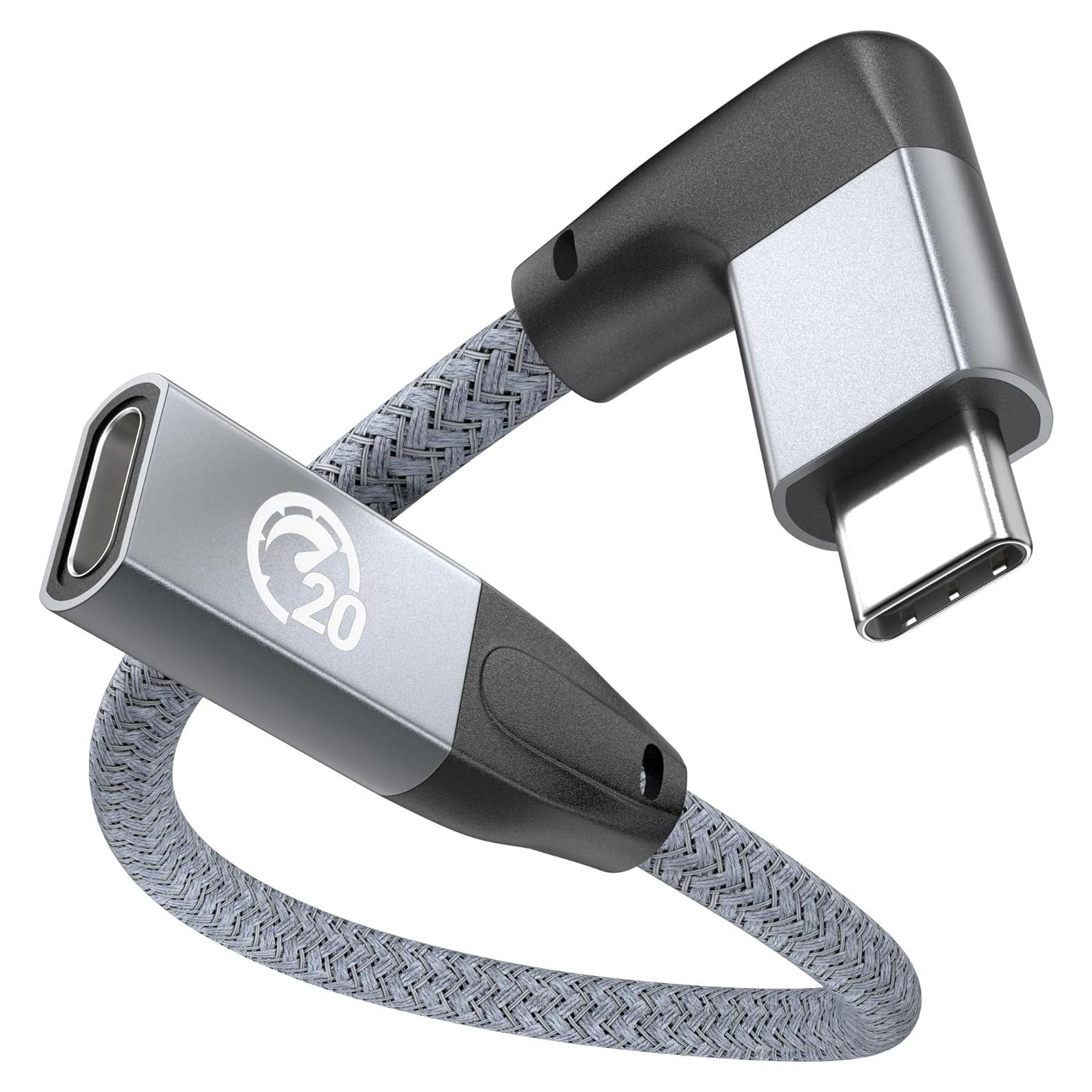 Cable Extensión USB-C 90° UseBean 0.18m 100W 20Gbps 4K