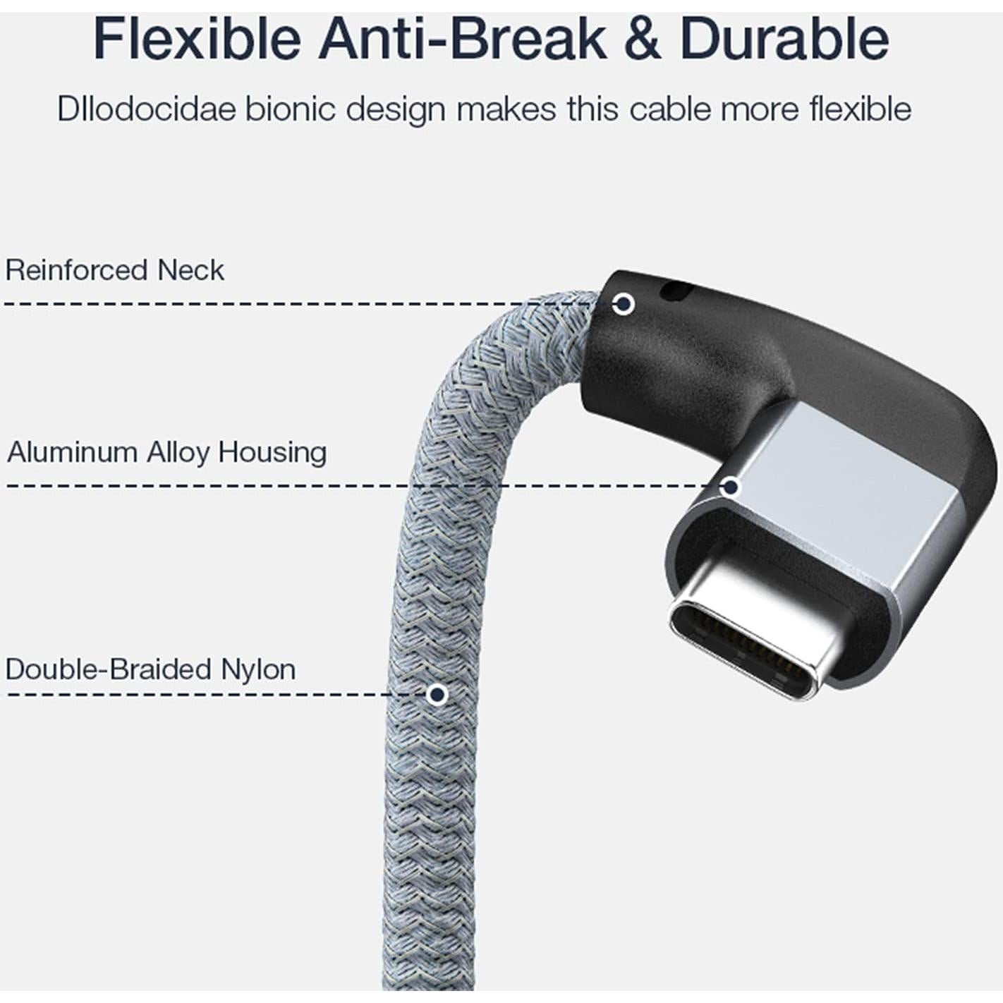 Cable Extensión USB-C 90° UseBean 0.18m 100W 20Gbps 4K