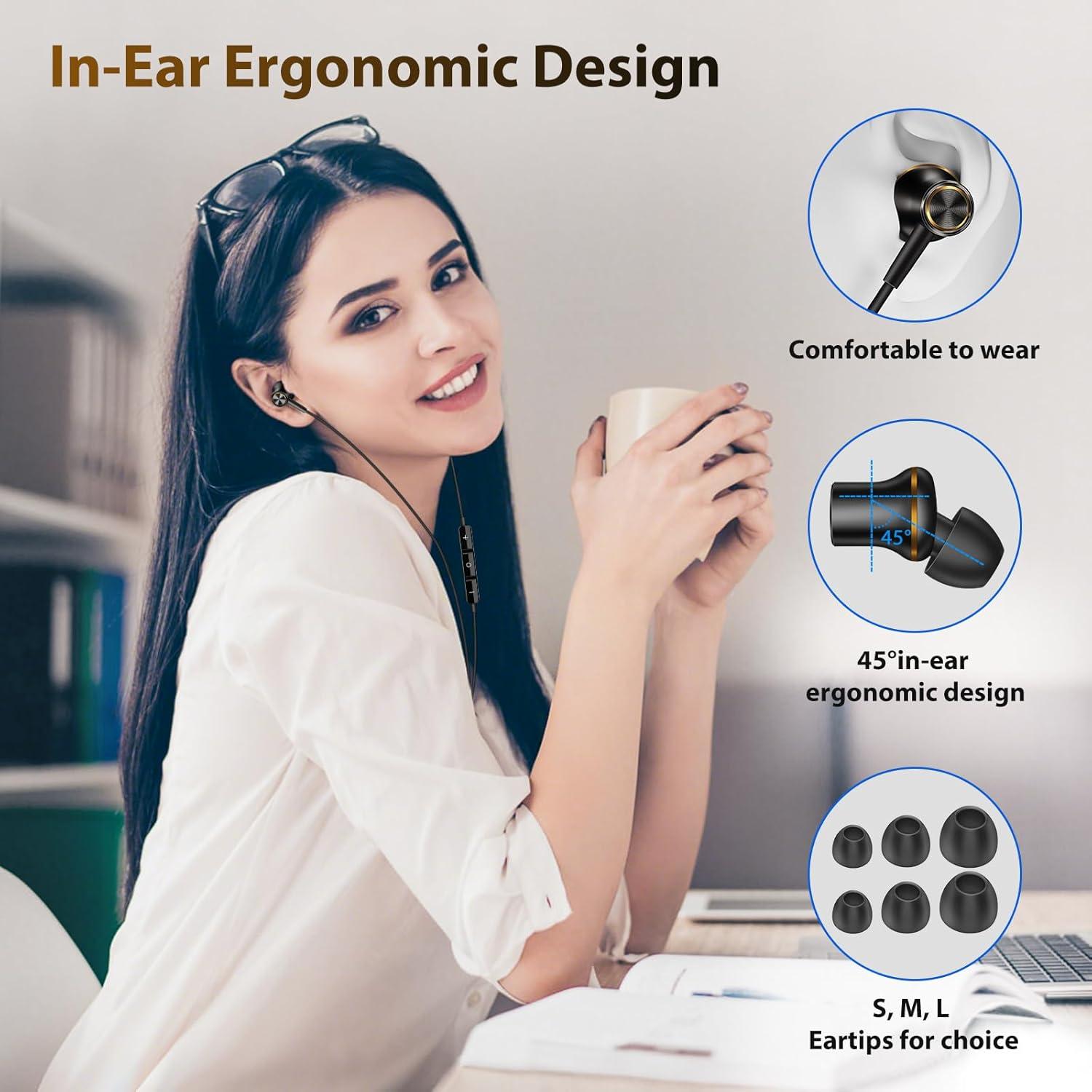 Auriculares USB C COOYA HiFi Estéreo In-Ear con Micrófono