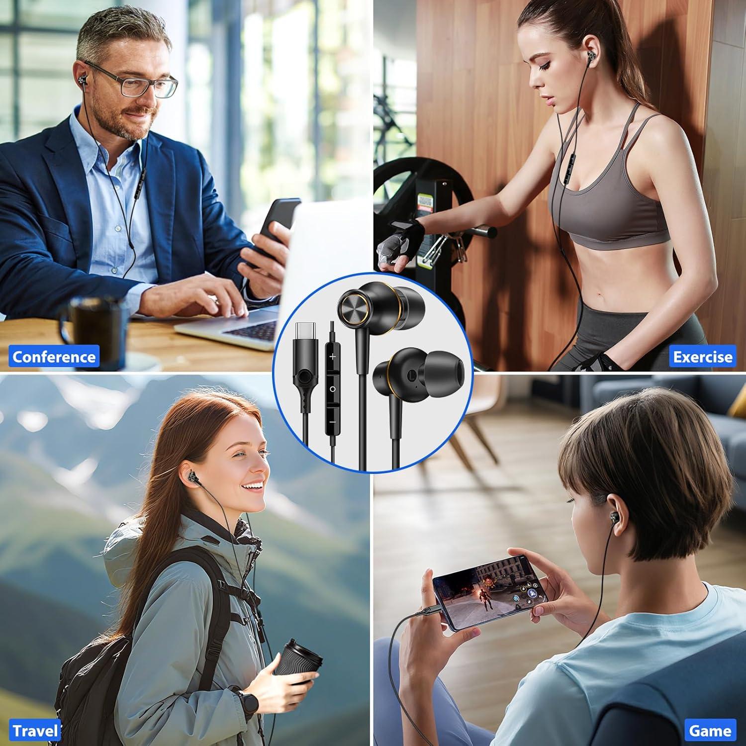 Auriculares USB C COOYA HiFi Estéreo In-Ear con Micrófono