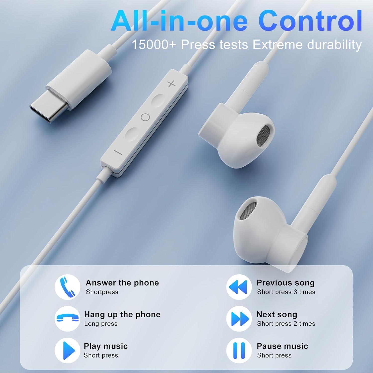 Auriculares USB C Alfu con micrófono y control de volumen