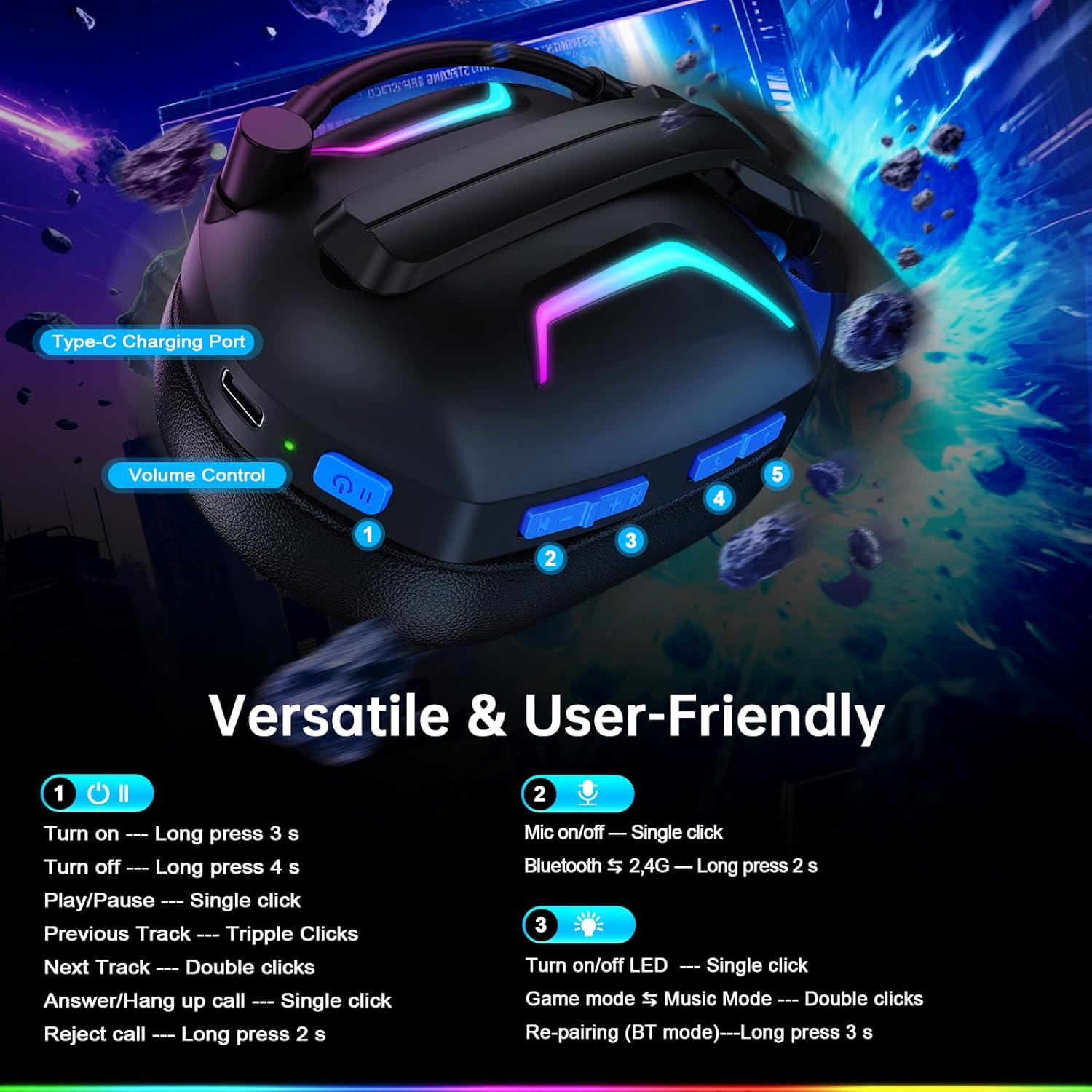 Auriculares Inalámbricos Fachixy FC-300 RGB para Juegos 50H