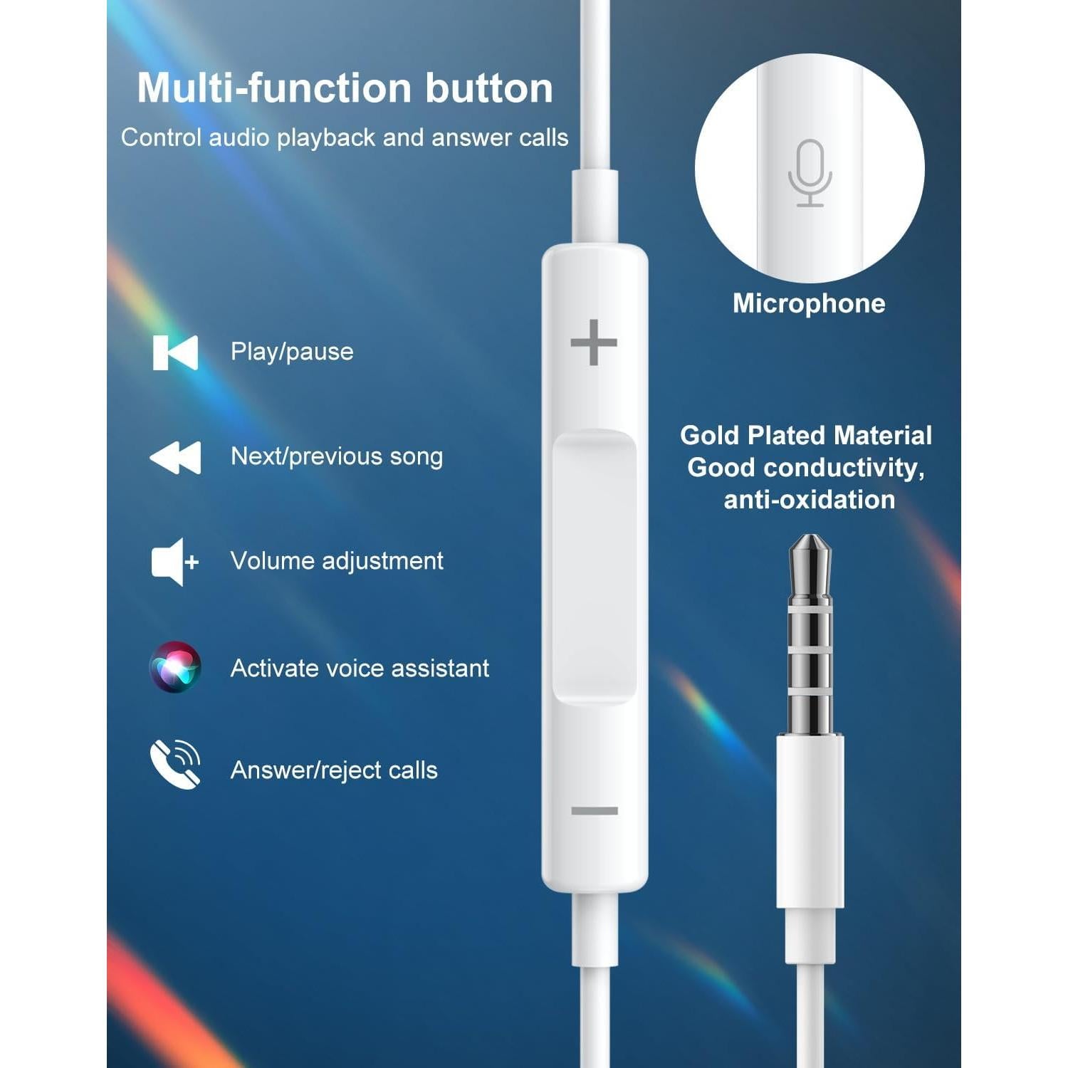 Auriculares con cable Rolson A2 - 2 unidades, sonido HiFi