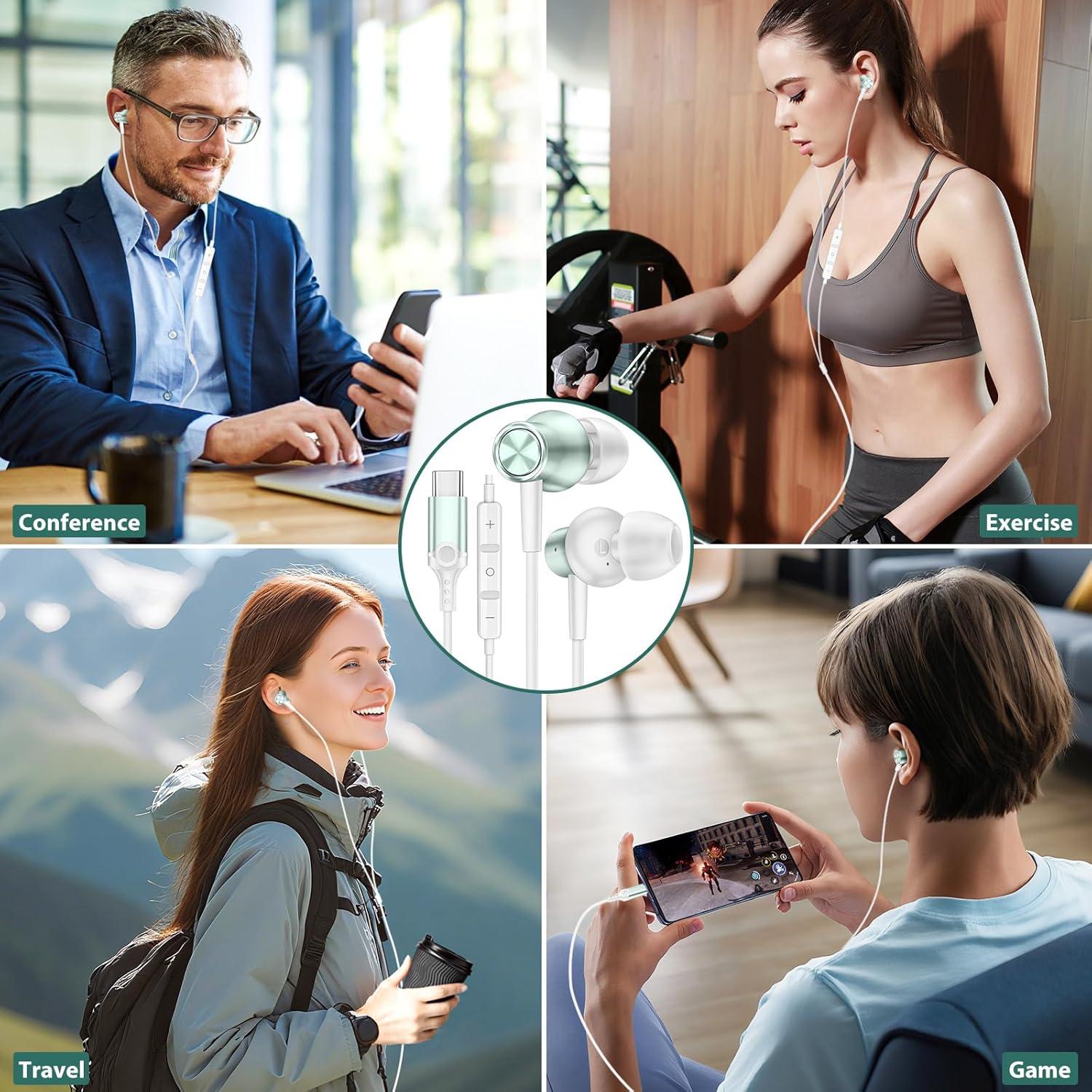 Auriculares USB C COOYA HiFi Estéreo In-Ear con Micrófono