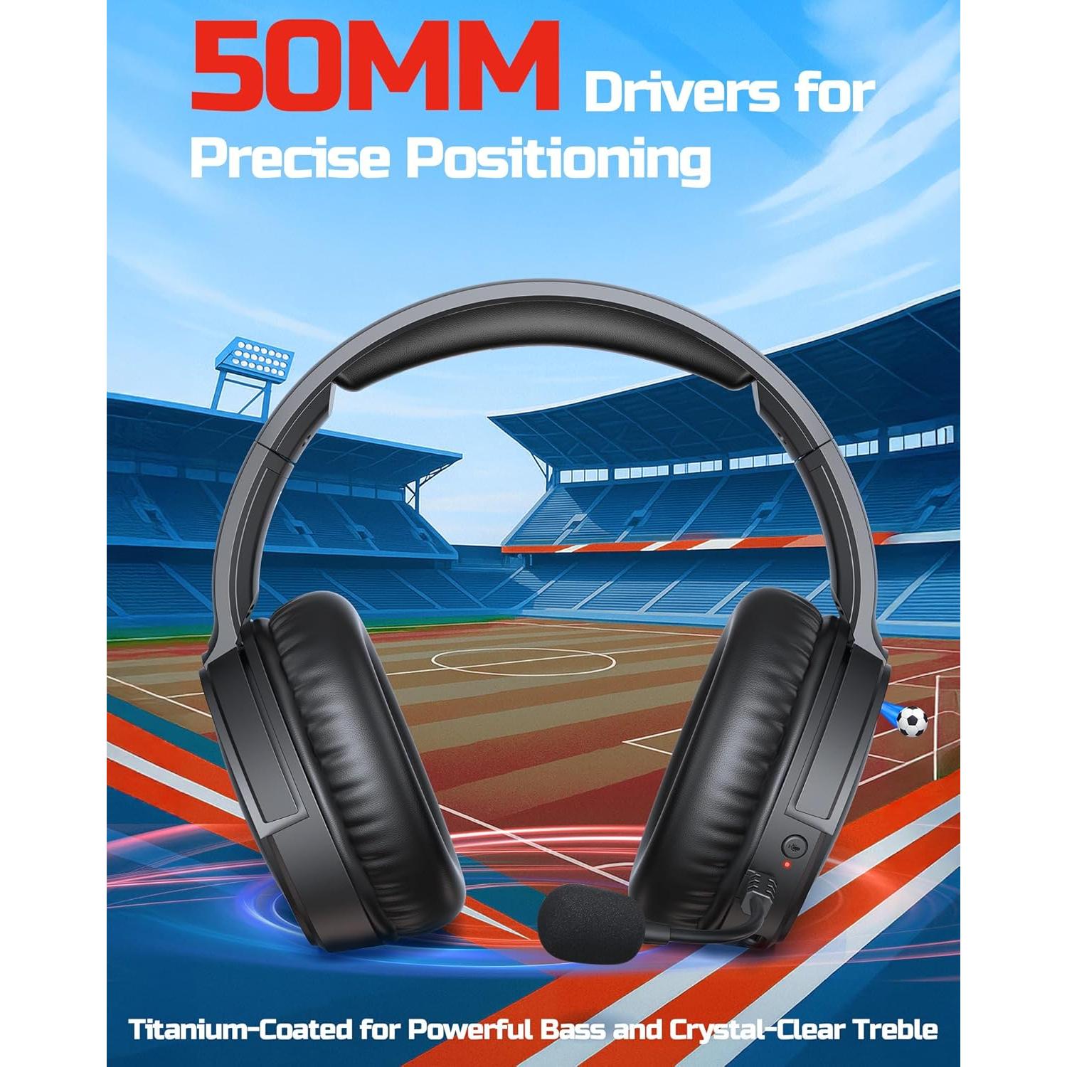 Auriculares Inalámbricos para Juegos BINNUNE BW02 7.1, 40h Batería