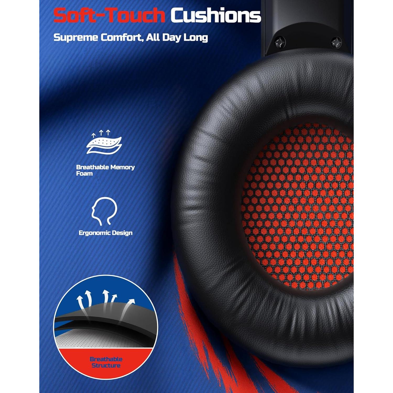 Auriculares Inalámbricos para Juegos BINNUNE BW02 7.1, 40h Batería