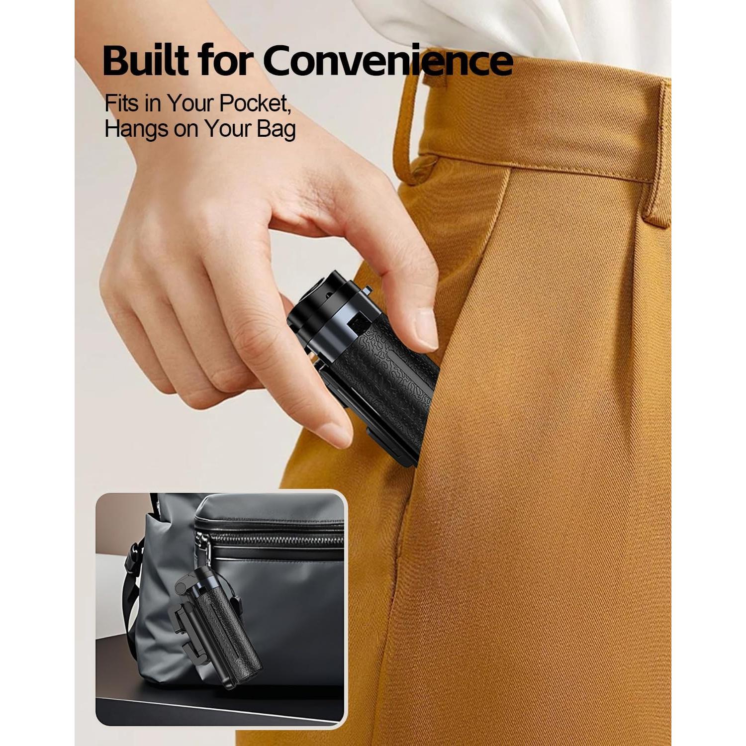 Trípode Selfie UBeesize UB-M50BLK Plegable 360° Control Remoto