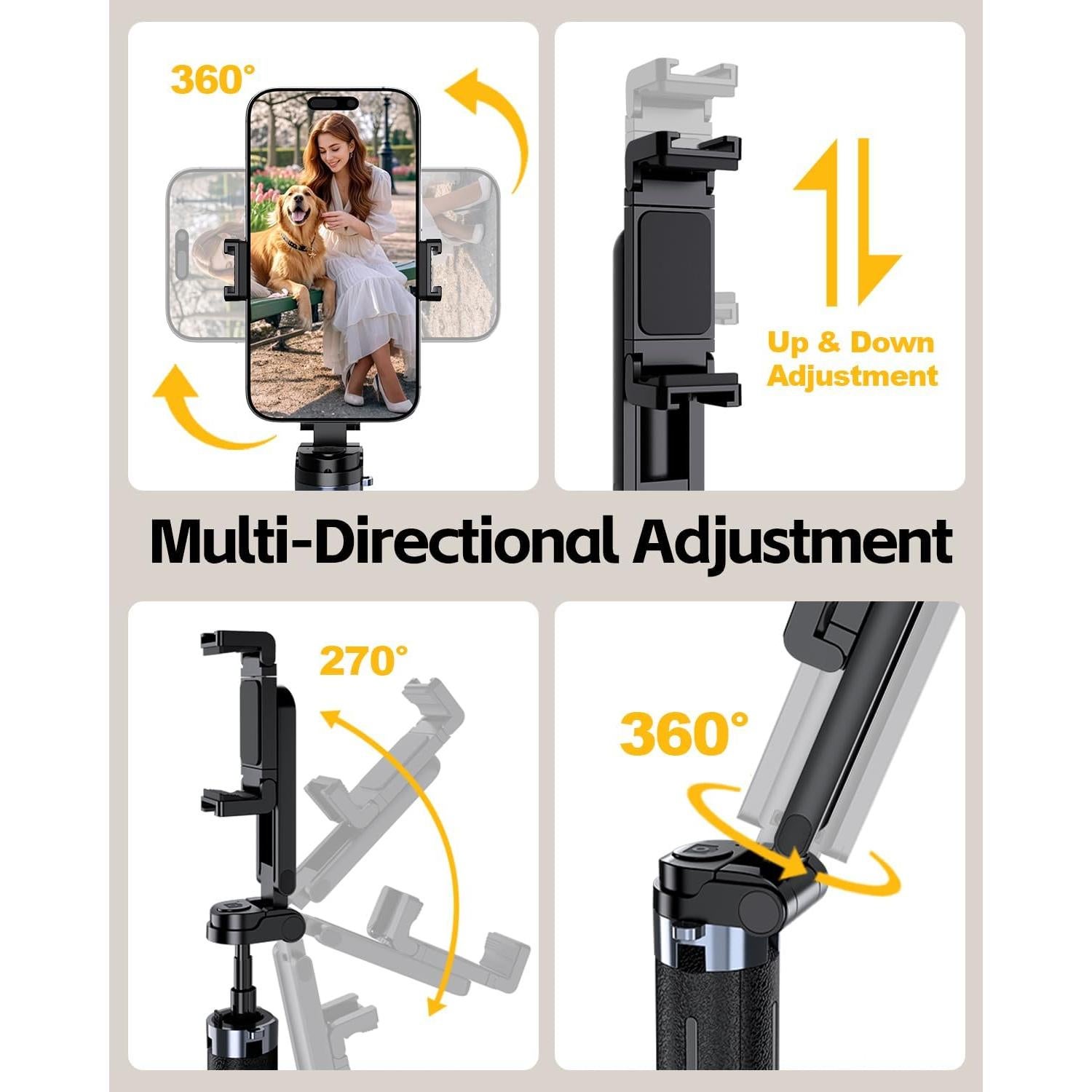 Trípode Selfie UBeesize UB-M50BLK Plegable 360° Control Remoto