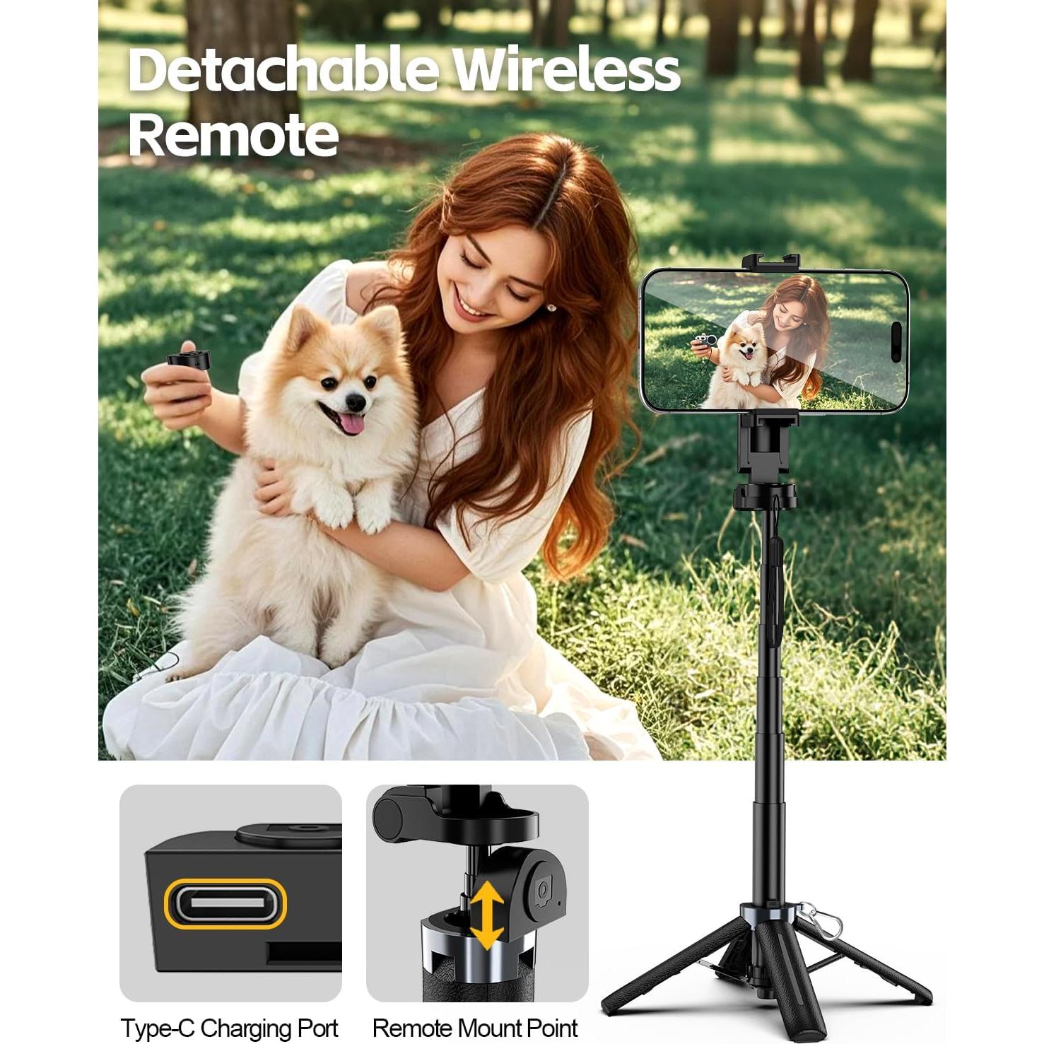 Trípode Selfie UBeesize UB-M50BLK Plegable 360° Control Remoto