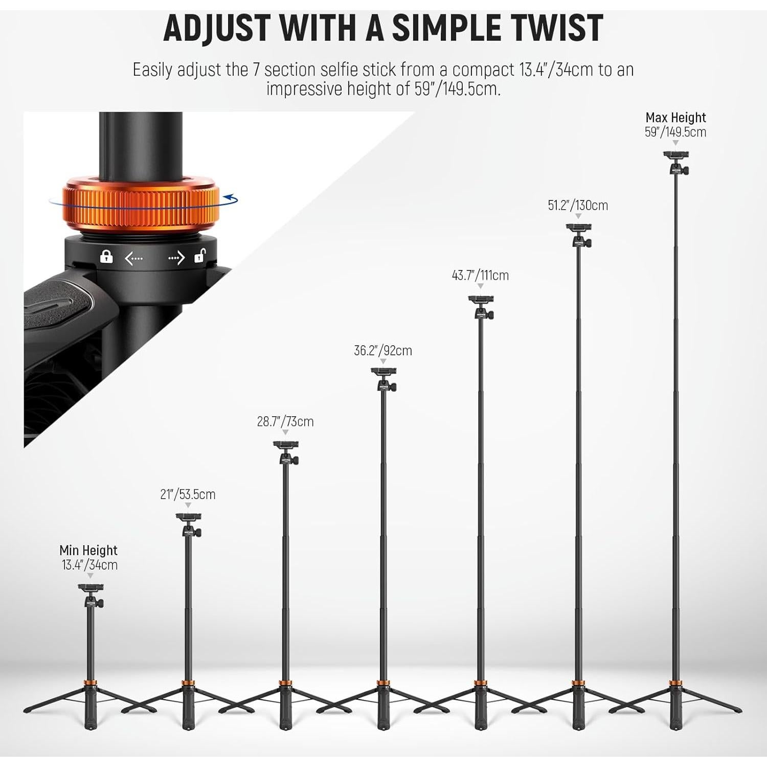 Trípode de Selfie NEEWER TS04 para iPhone y DSLR 149.5cm