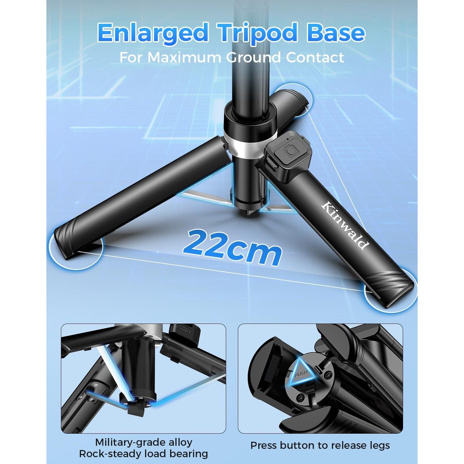 Trípode Compacto Kinwald SX-M2 con Luz LED y Control Remoto