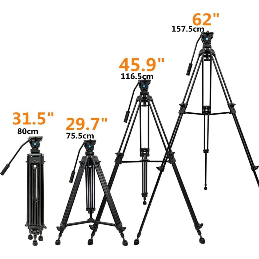 Trípode de Video Profesional Yusen K9 158CM Aluminio Ajustable