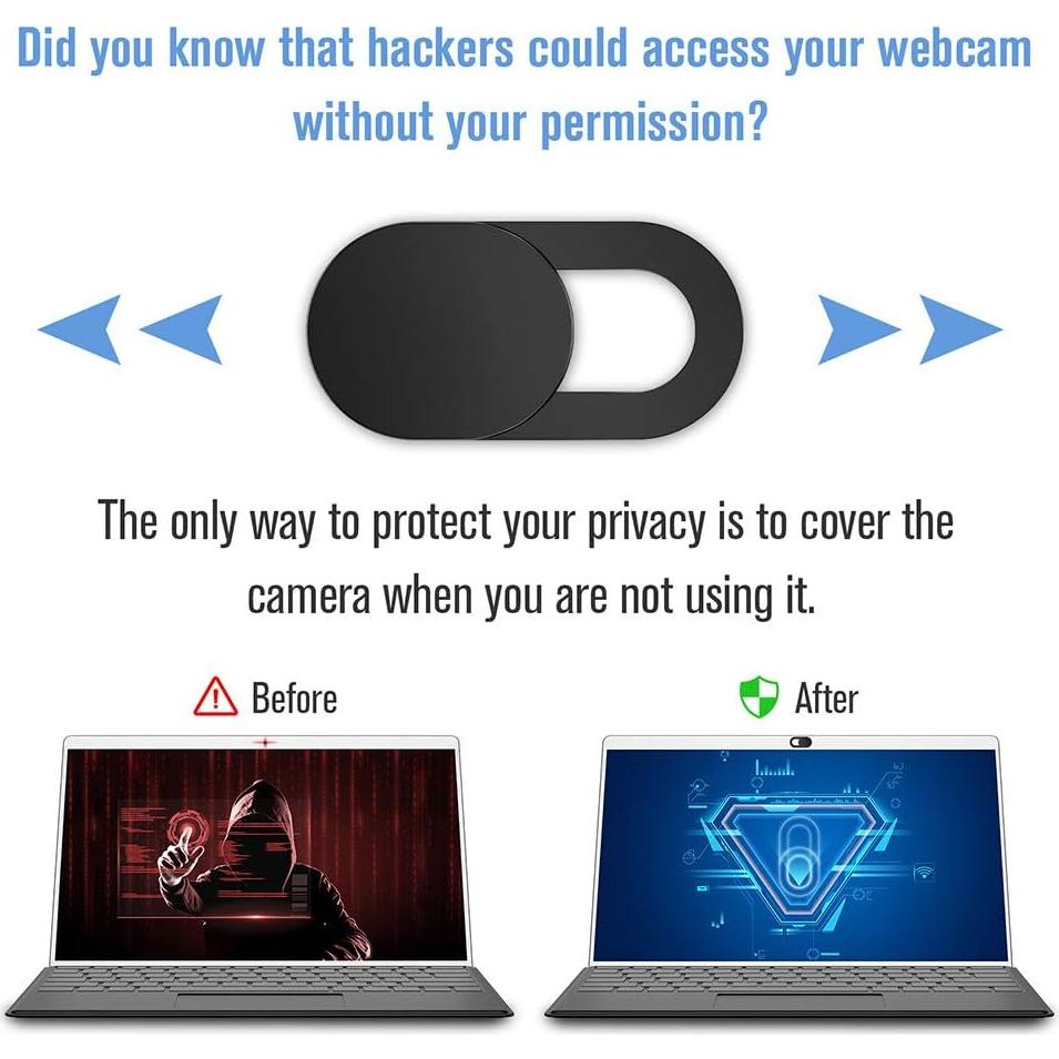 Cubierta Webcam Deslizante hhY 6 Paquete Negro Ultra Fina